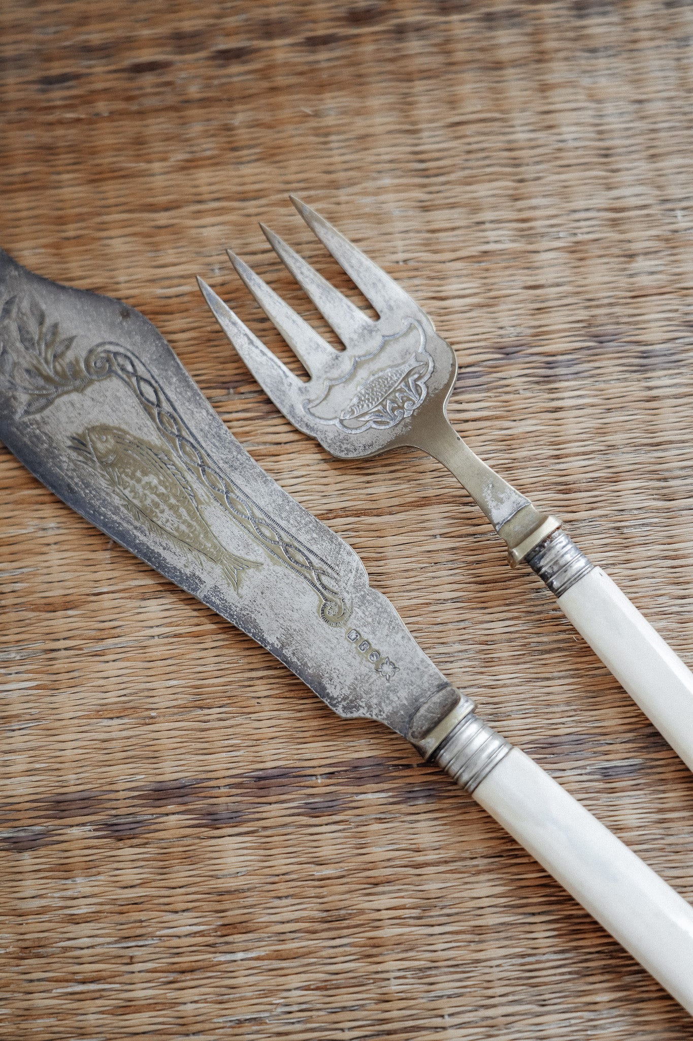 Vintage Fish Serving Knife & Fork Set