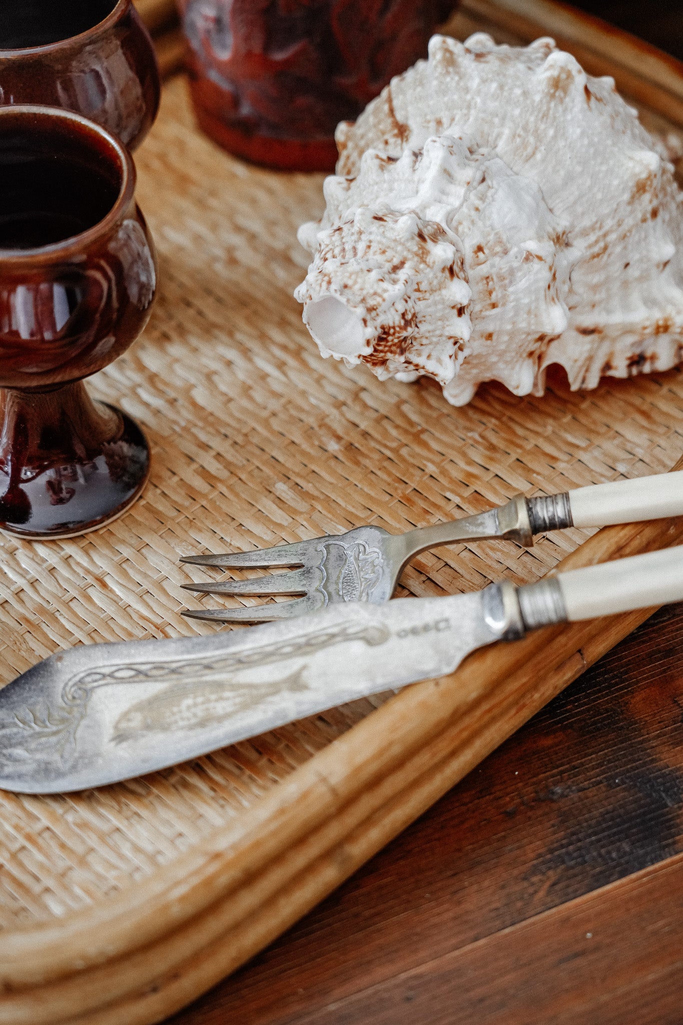 Vintage Fish Serving Knife & Fork Set