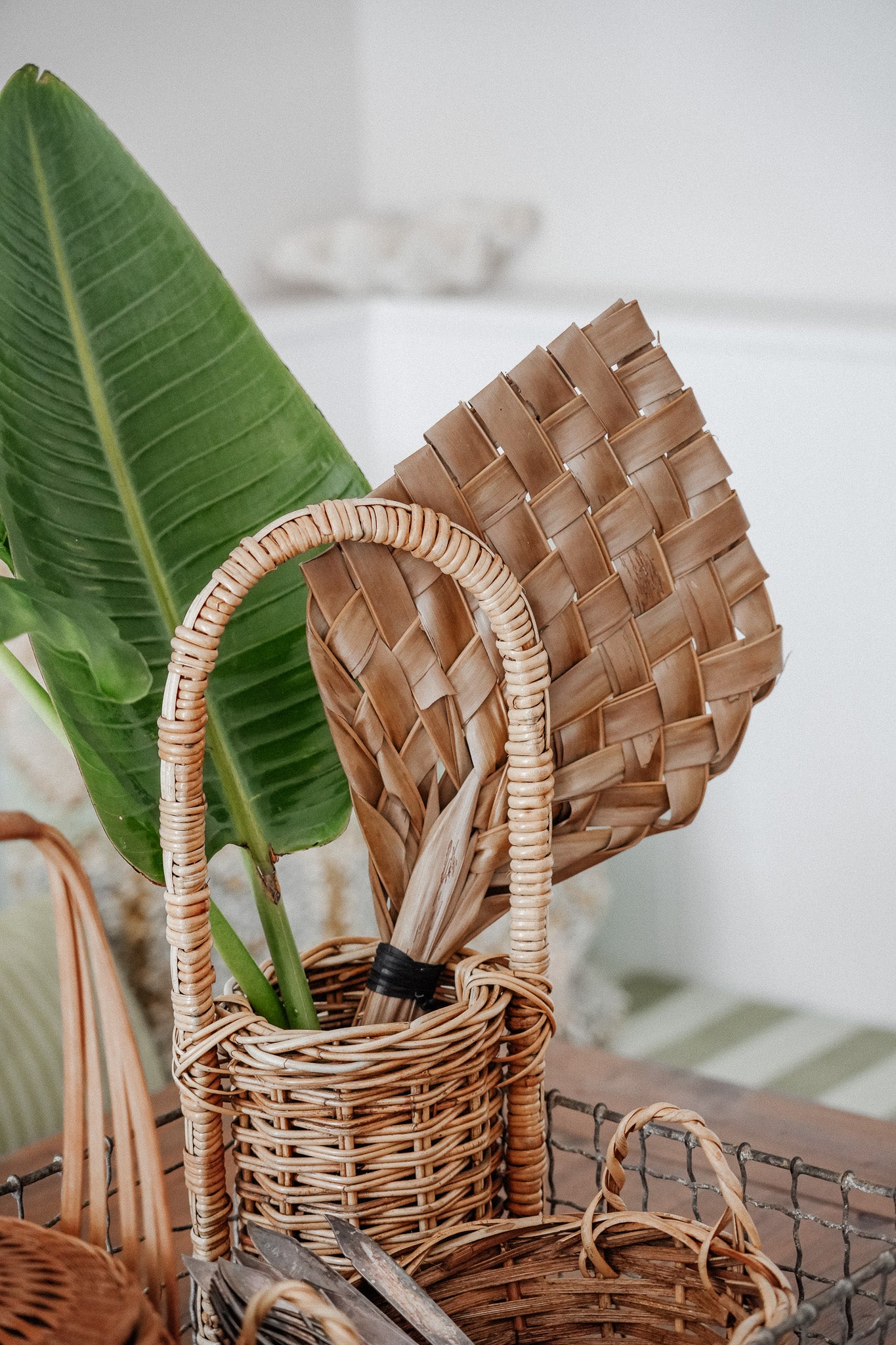 Vintage Cane Bottle Holder