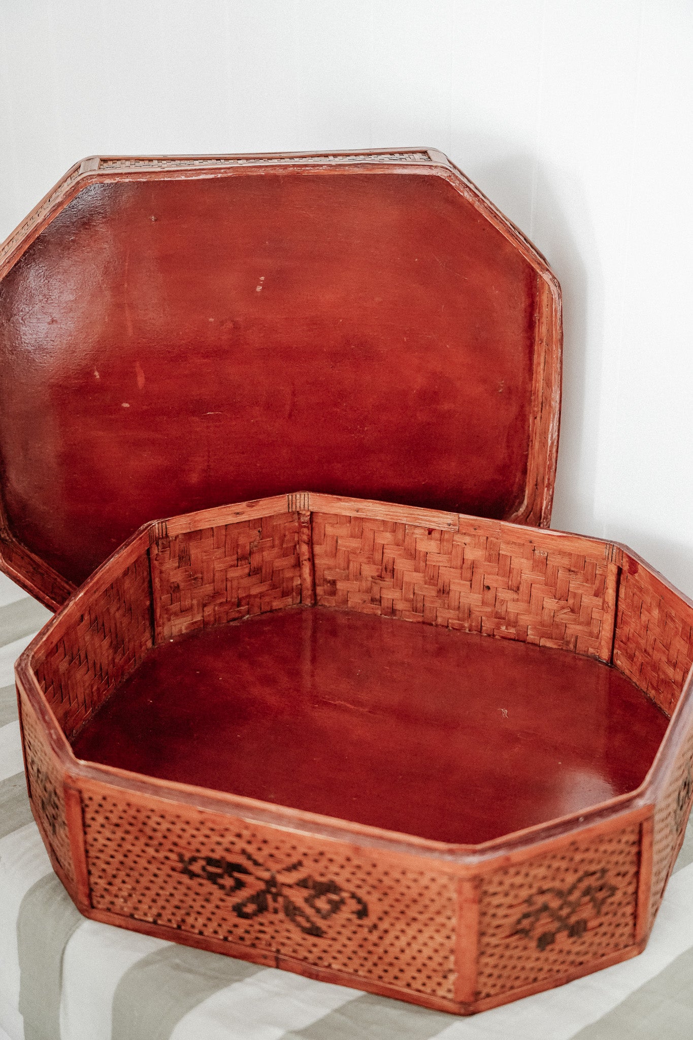Chinese Lacquered Basket With Lid