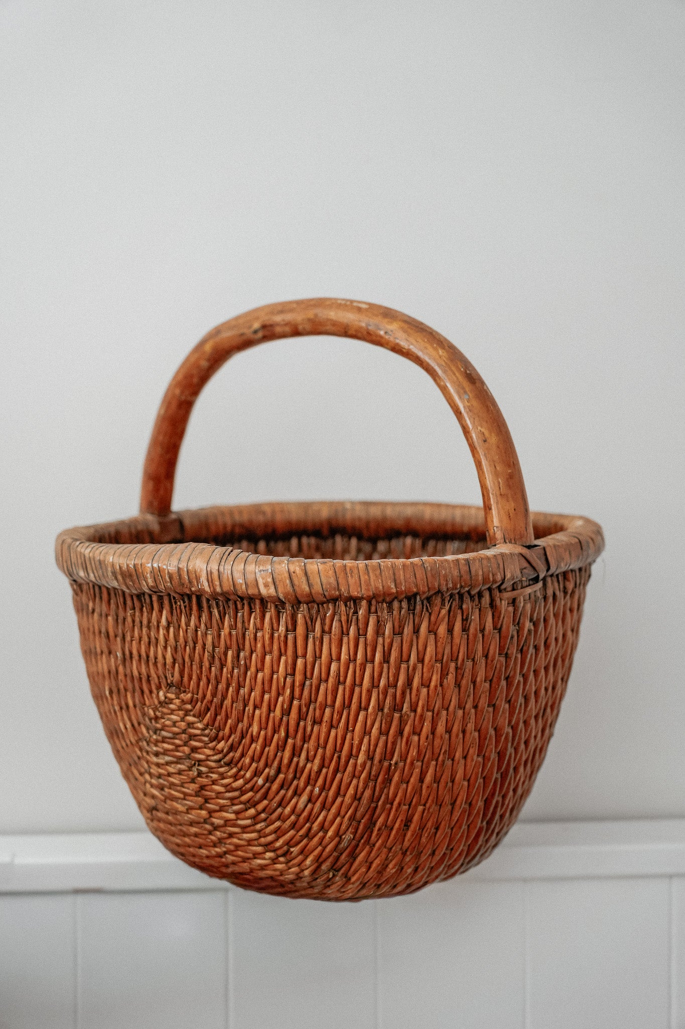 Chinese woven square/ round basket with bamboo handle