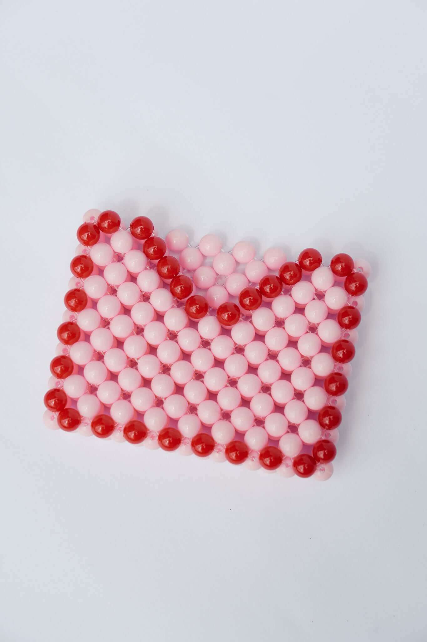 BEADED CARD HOLDER - PASTEL PINK/RED by HIBISCUS THE LABEL Designer Homewares Furniture Australia