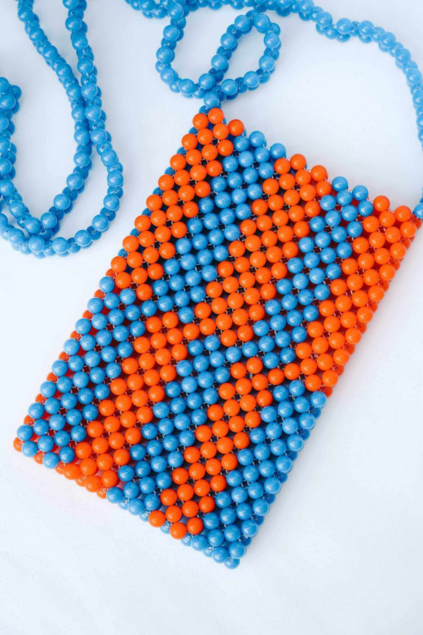 BEADED PHONE BAG - BLUE/ORANGE by HIBISCUS THE LABEL Designer Homewares Furniture Australia