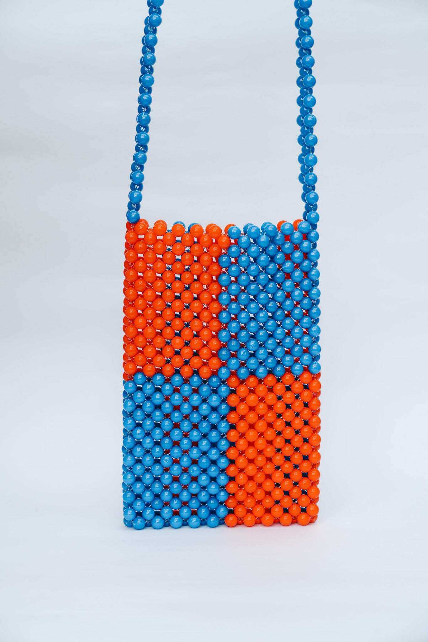BEADED PHONE BAG - BLUE/ORANGE by HIBISCUS THE LABEL Designer Homewares Furniture Australia