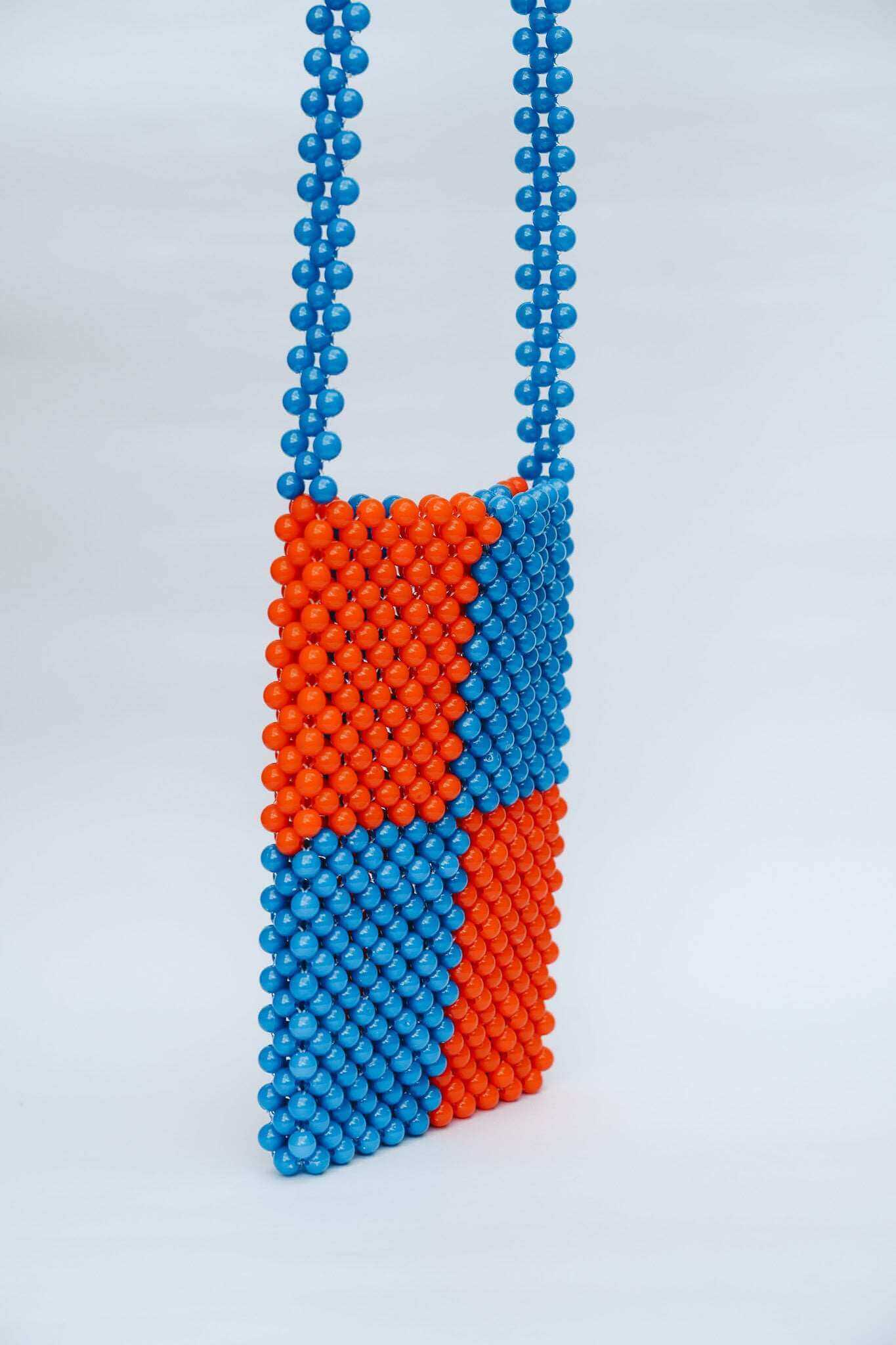 BEADED PHONE BAG - BLUE/ORANGE by HIBISCUS THE LABEL Designer Homewares Furniture Australia