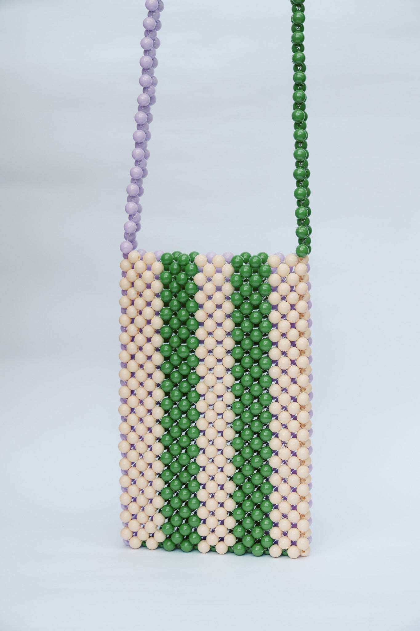 BEADED PHONE BAG - PURPLE/GREEN/CREAM by HIBISCUS THE LABEL Designer Homewares Furniture Australia