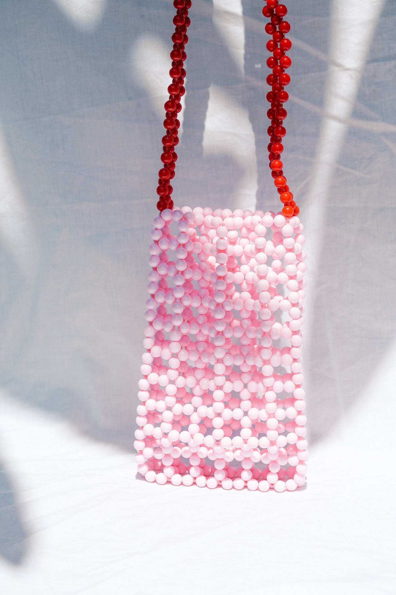 BEADED PHONE BAG - SOFT PINK & RED by HIBISCUS THE LABEL Designer Homewares Furniture Australia