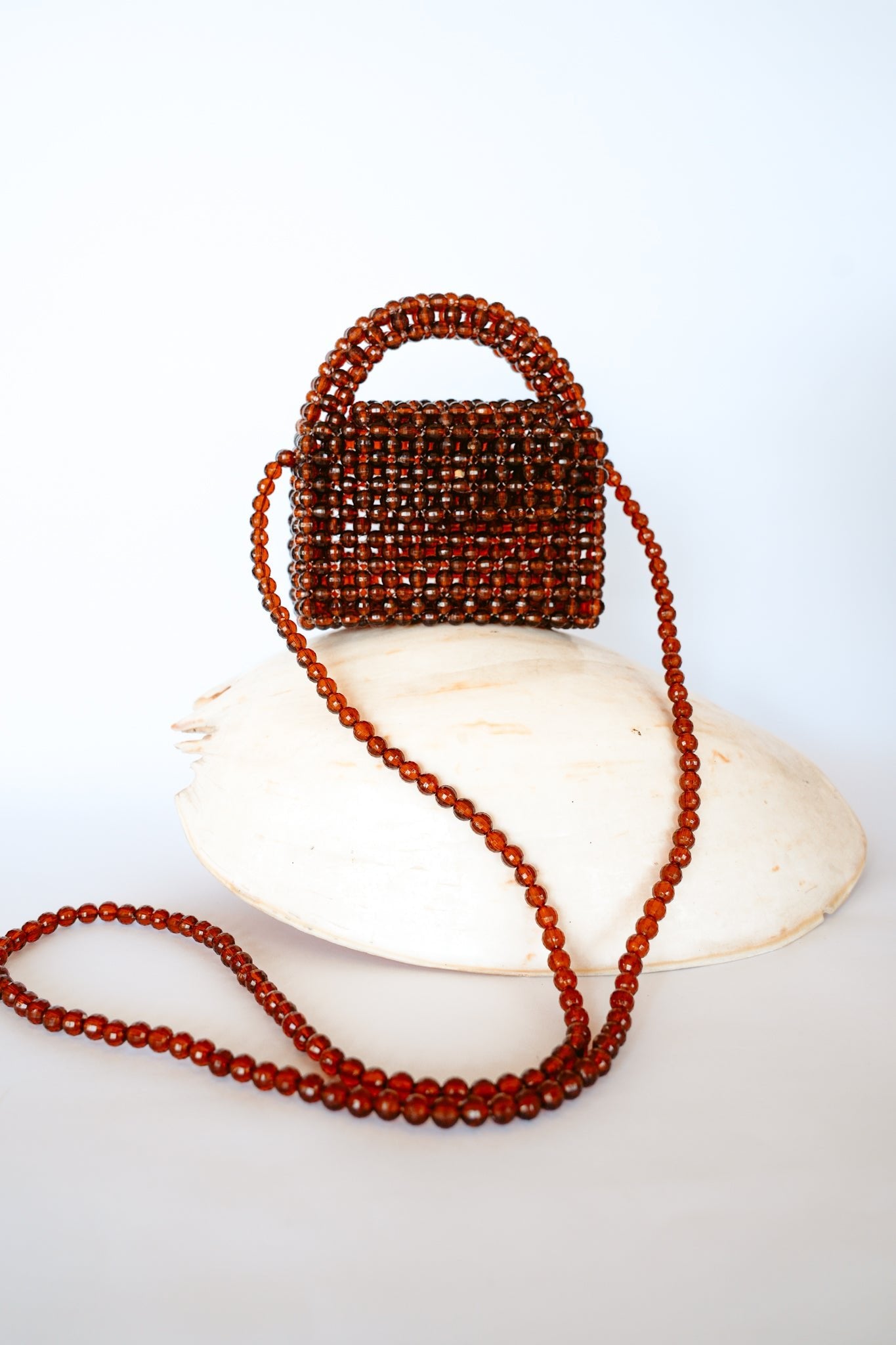 THE KIWI BEADED HANDBAG Color: Translucent Brown by HIBISCUS THE LABEL Designer Homewares Furniture Australia