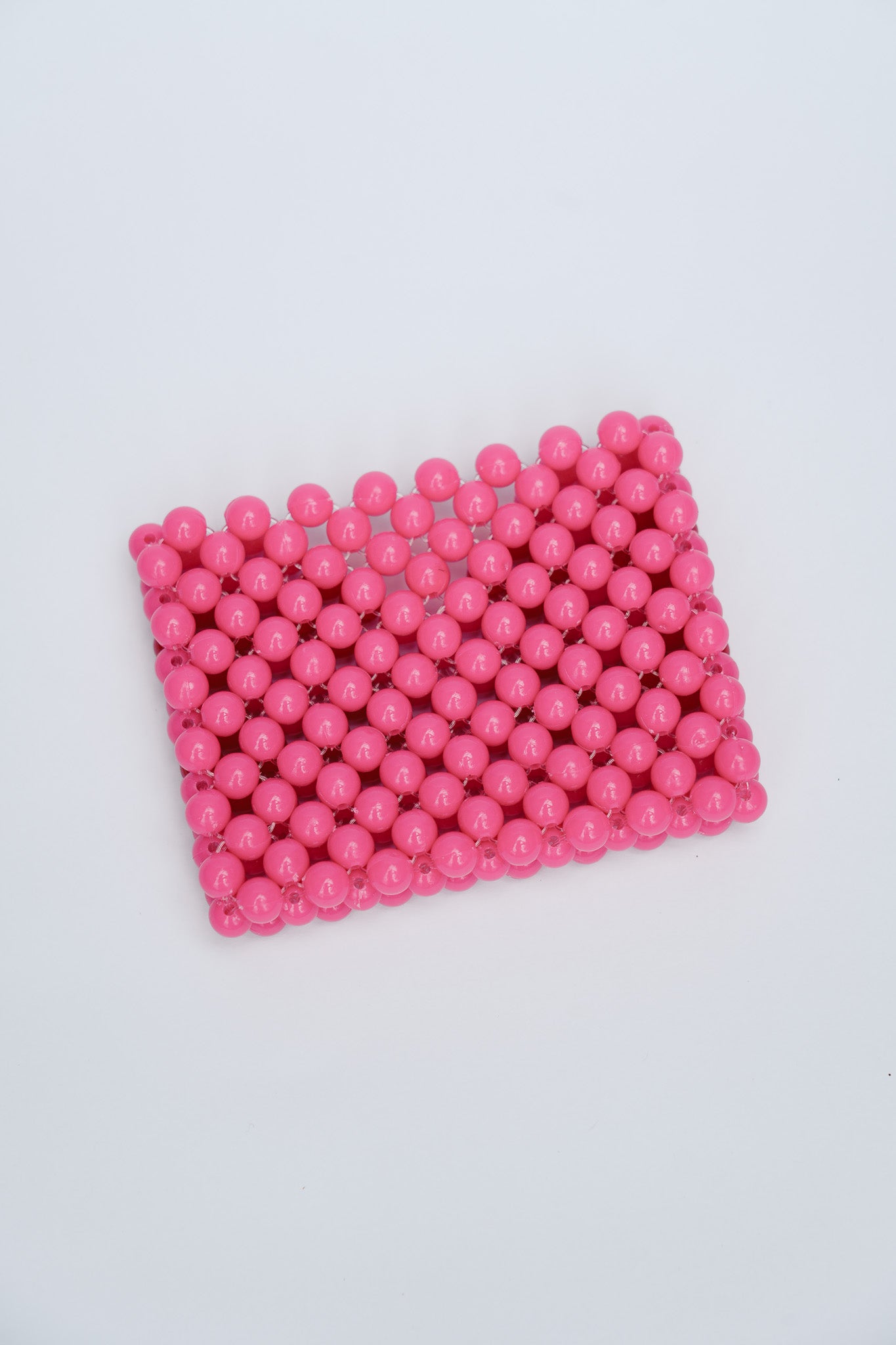 BEADED CARD HOLDER - PINK/RED