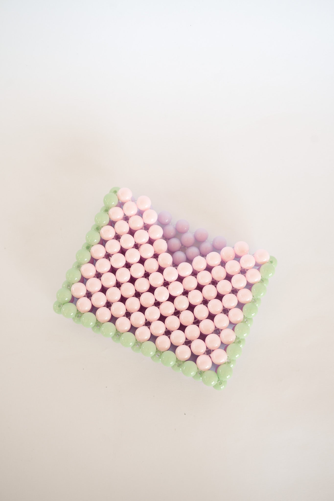 BEADED CARD HOLDER - TWO TONE PINK