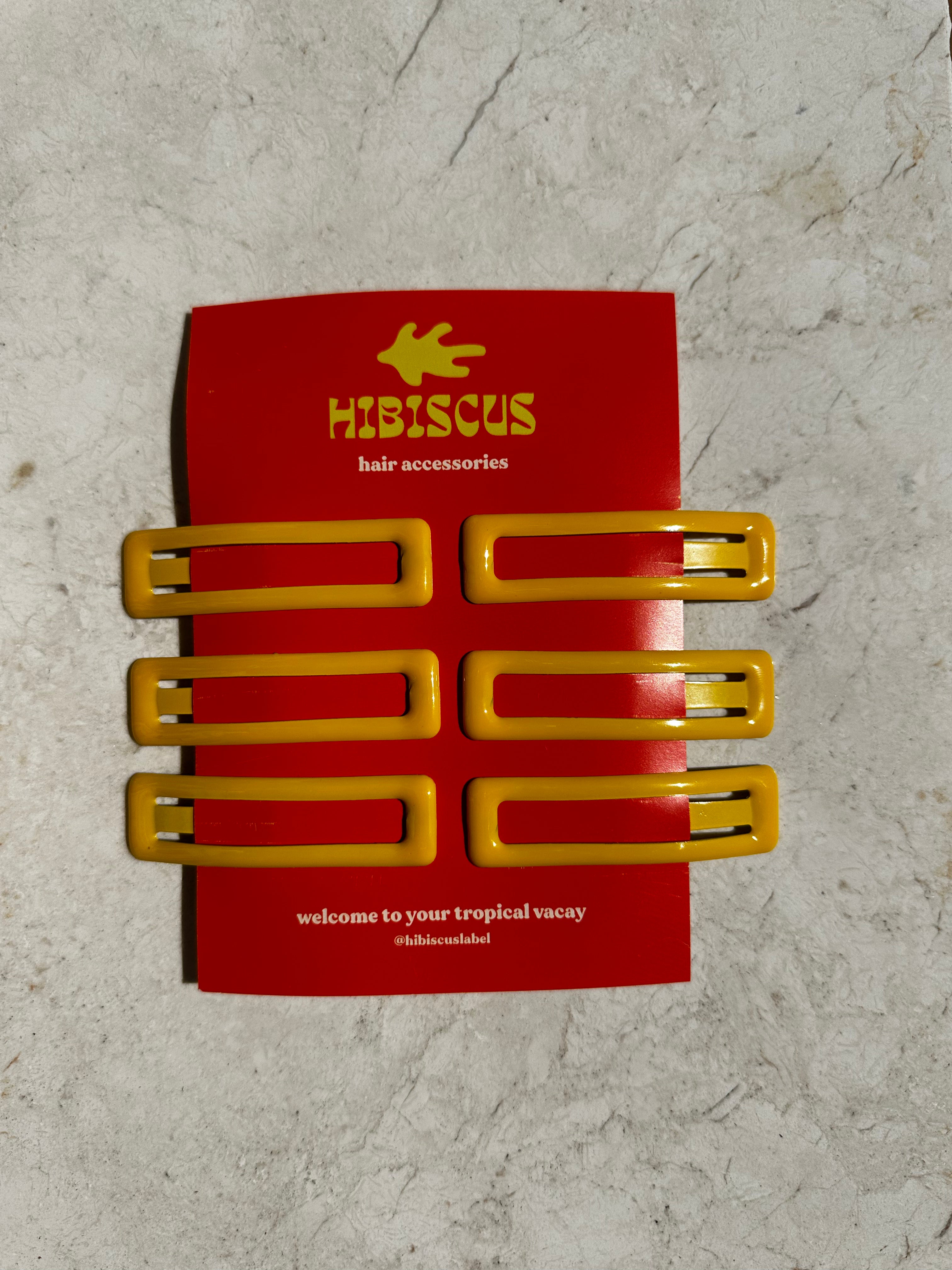 THE ISLAND RECTANGLE HAIR CLIPS - YELLOW PACK