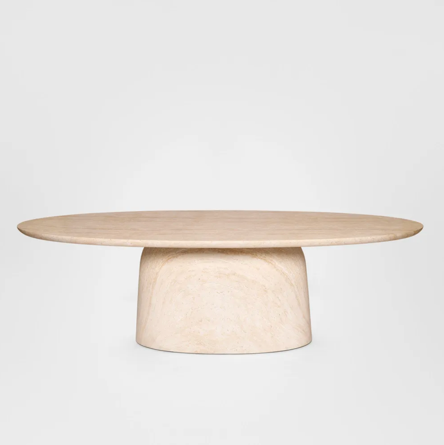 CORSICA OVAL DINING TABLE IVORY TRAVERTINE LOOK - OUTDOOR