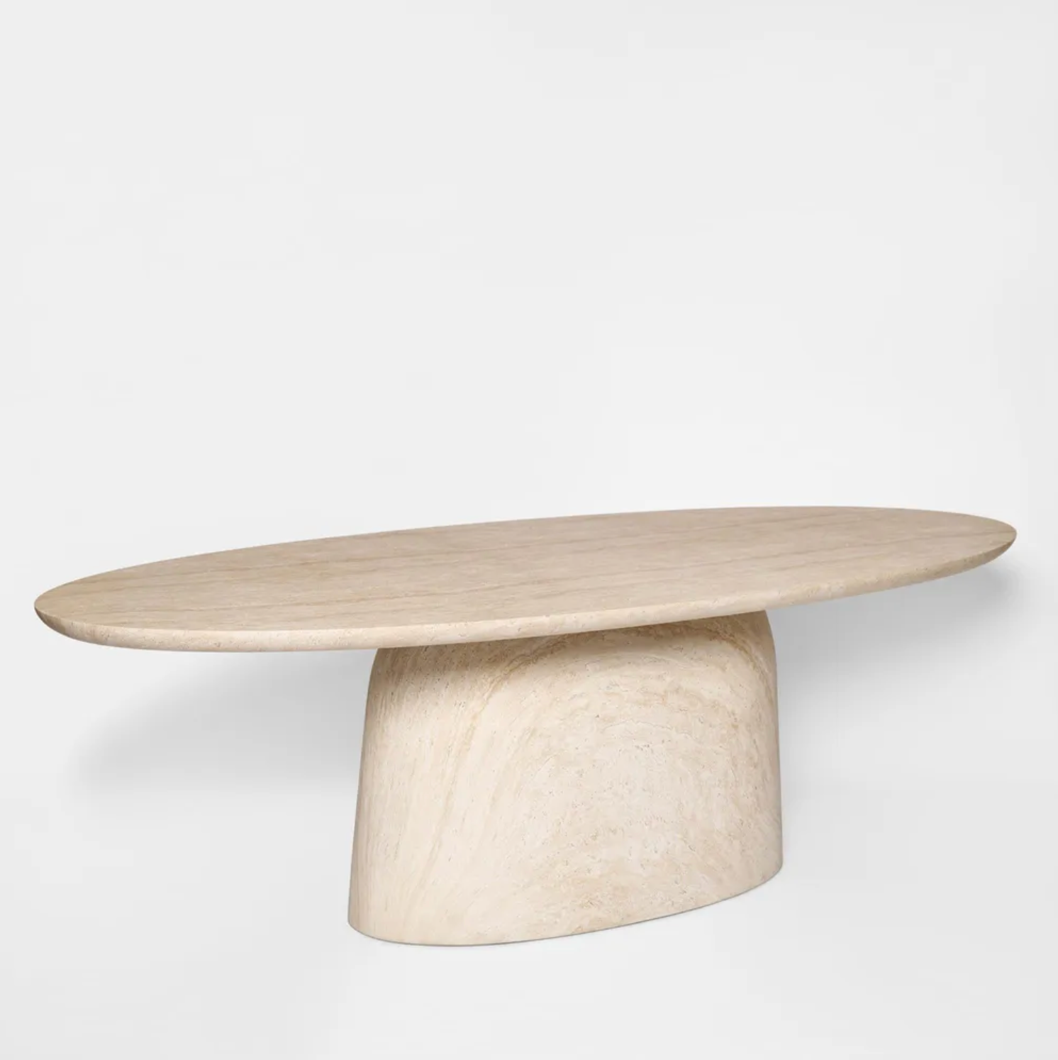 CORSICA OVAL DINING TABLE IVORY TRAVERTINE LOOK - OUTDOOR