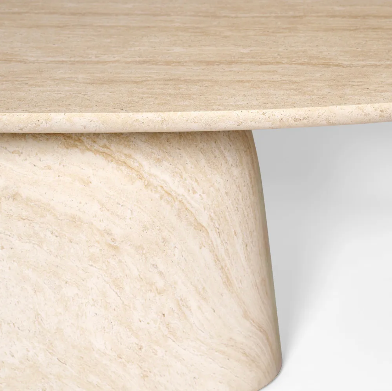 CORSICA OVAL DINING TABLE IVORY TRAVERTINE LOOK - OUTDOOR