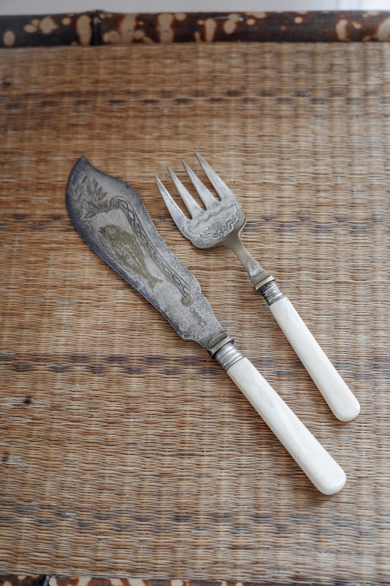 Vintage Fish Serving Knife & Fork Set