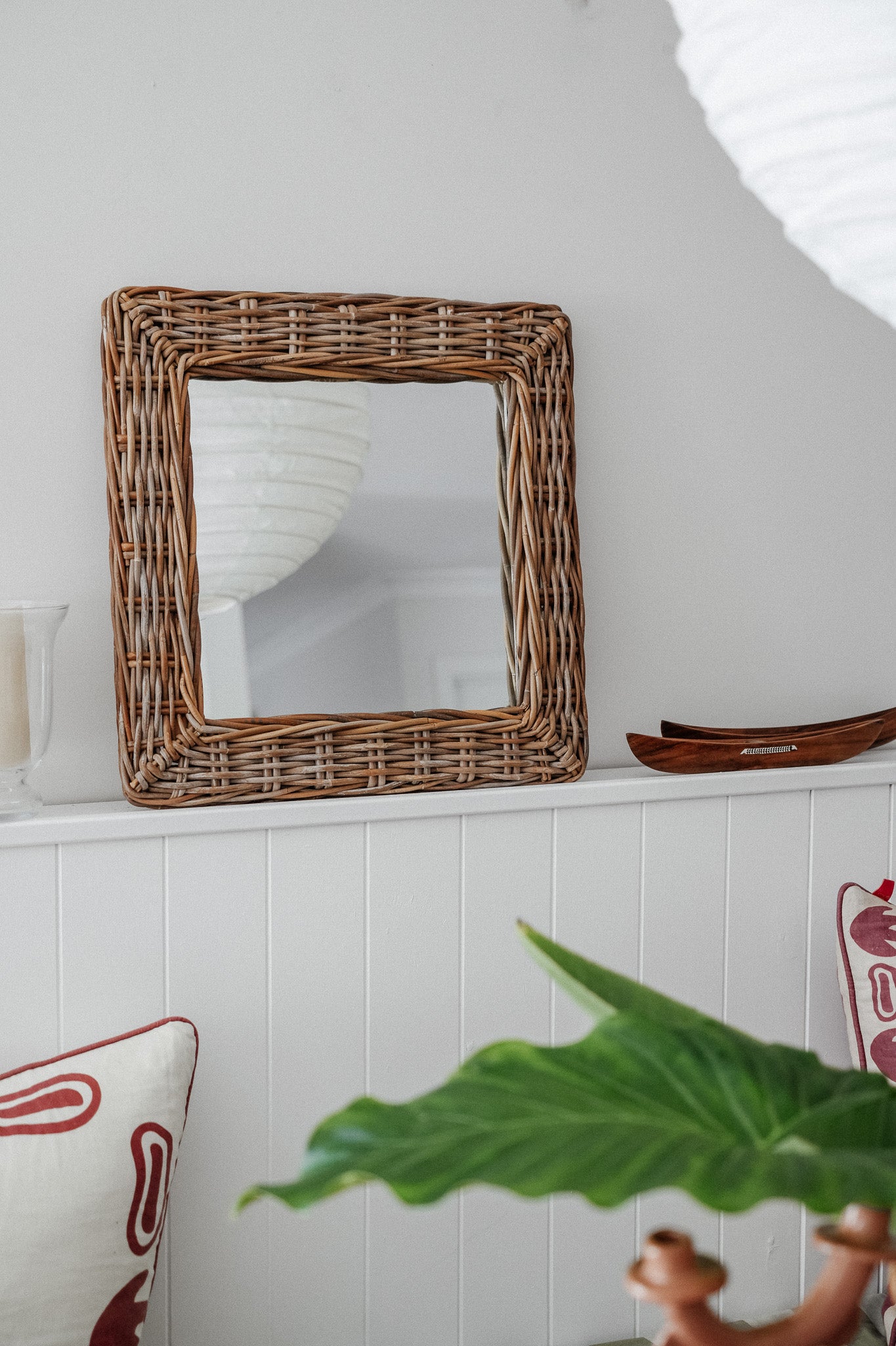 Vintage Natural Cane Mirror