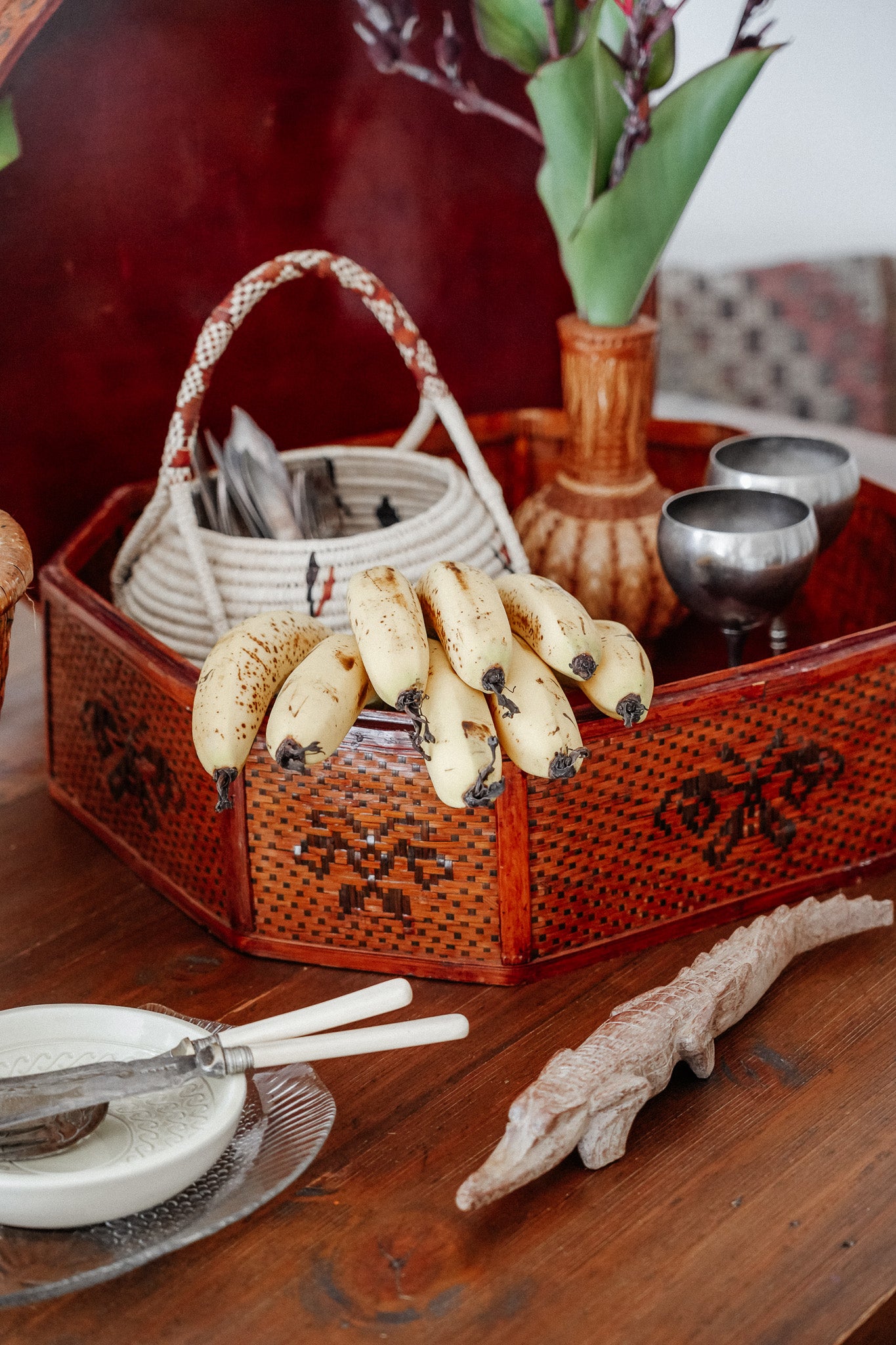 Vintage Cream Woven Basket