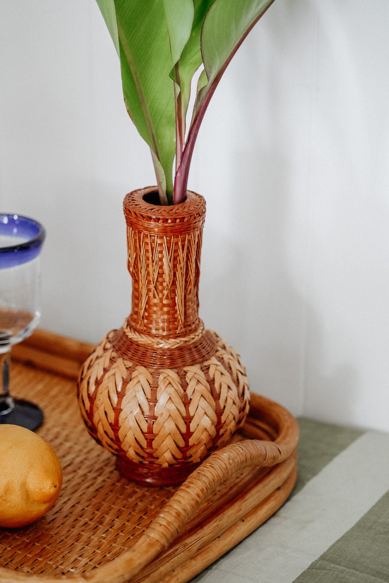 Vintage Wicker Woven Vase