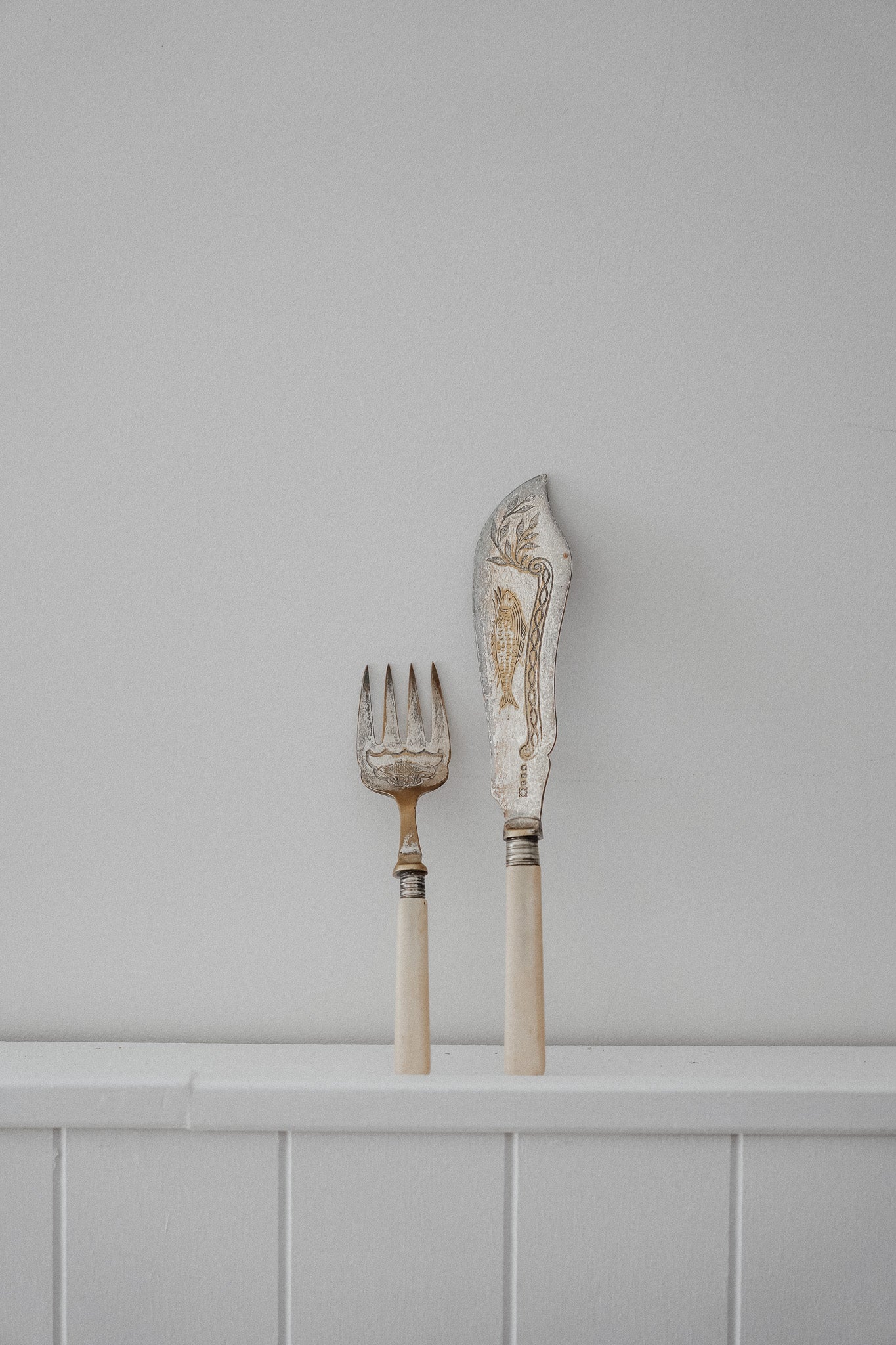 Vintage Fish Serving Knife & Fork Set
