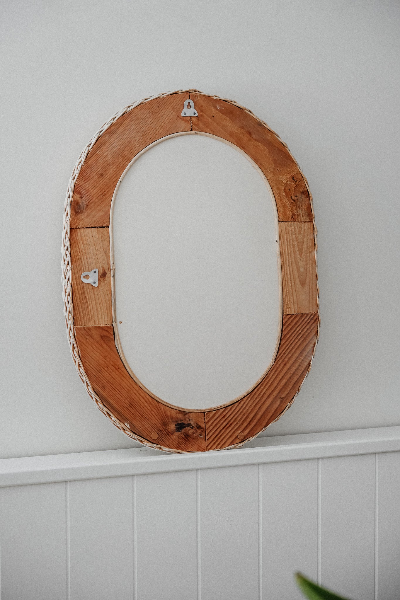 Vintage White Wicker Mirror