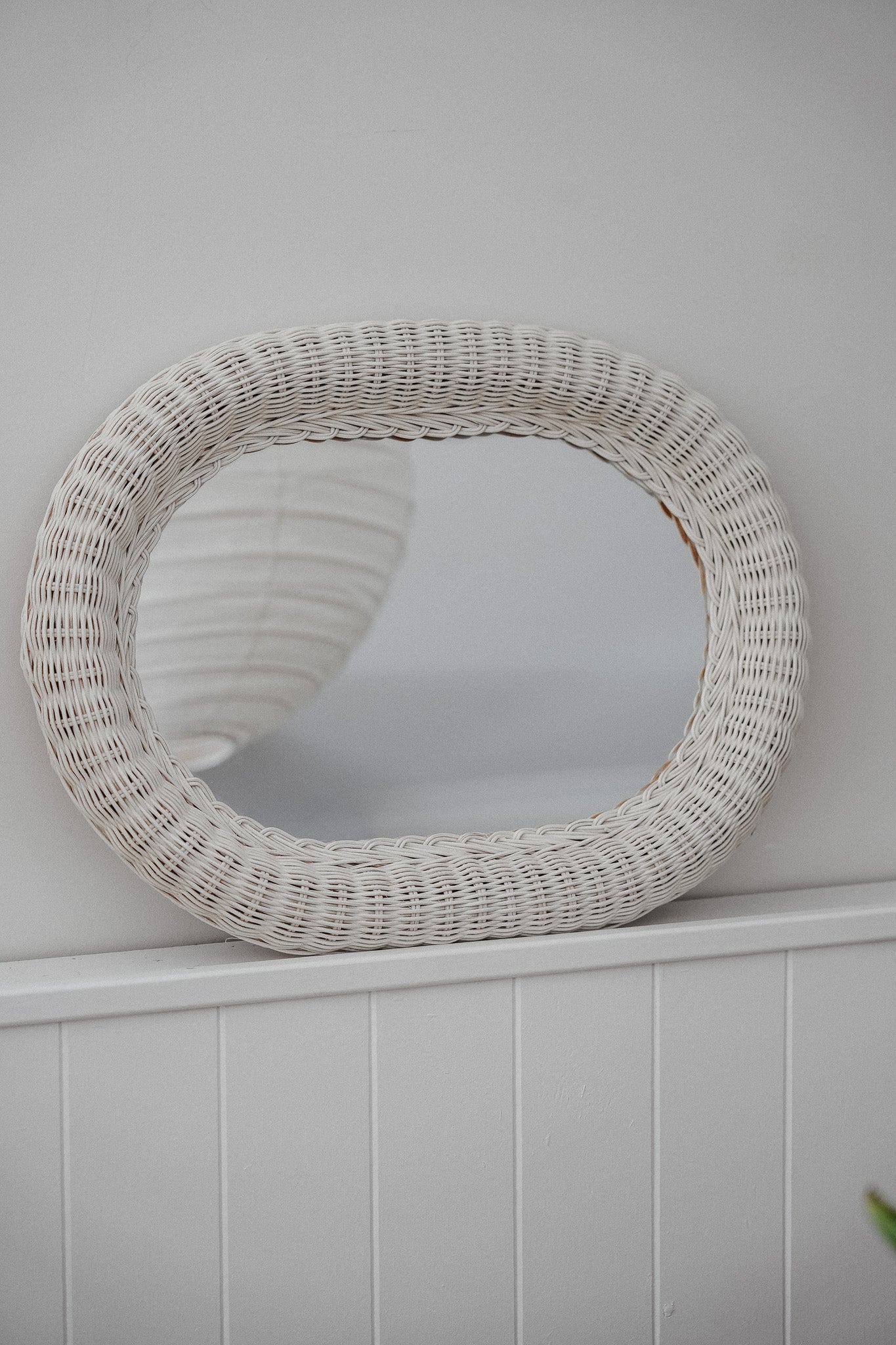 Vintage White Wicker Mirror
