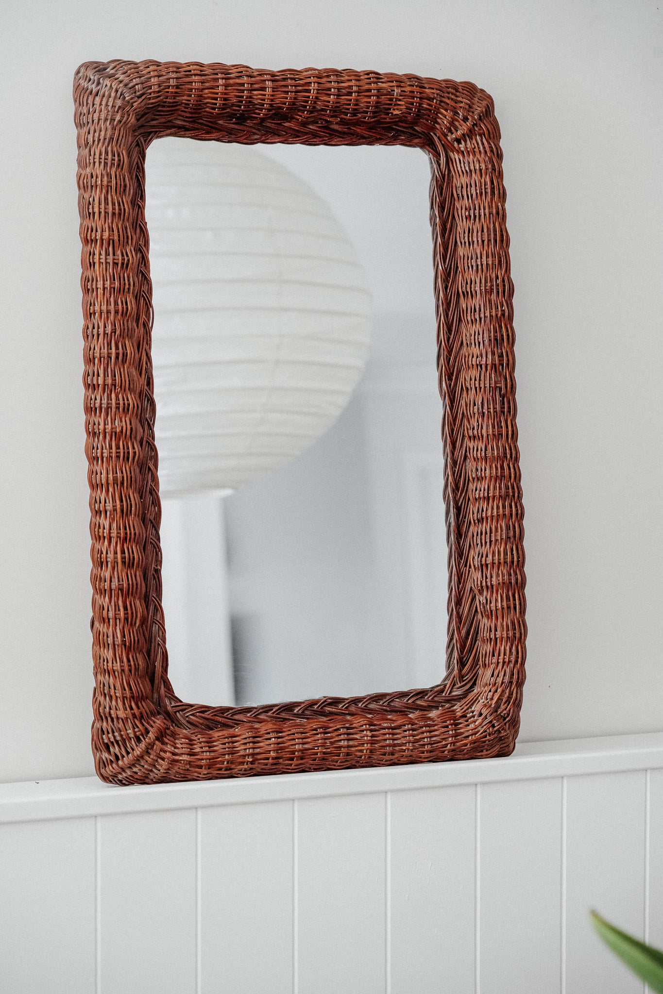 Vintage Brown Wicker Mirror