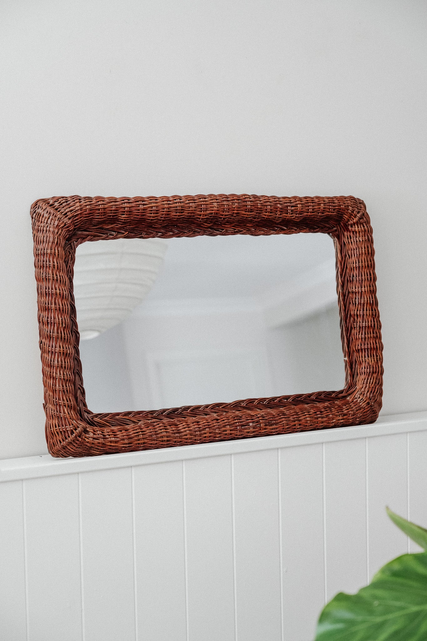 Vintage Brown Wicker Mirror