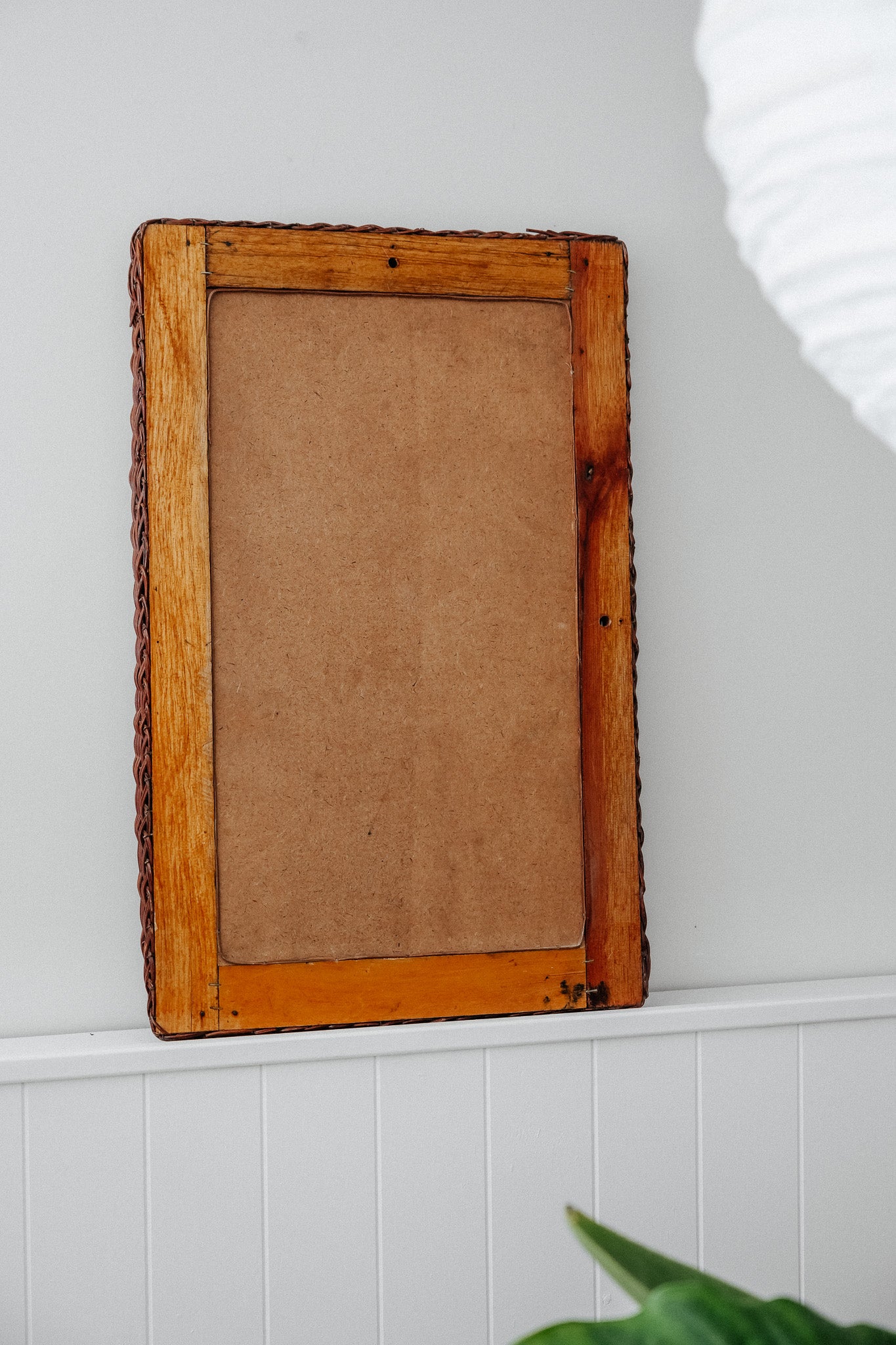 Vintage Brown Wicker Mirror