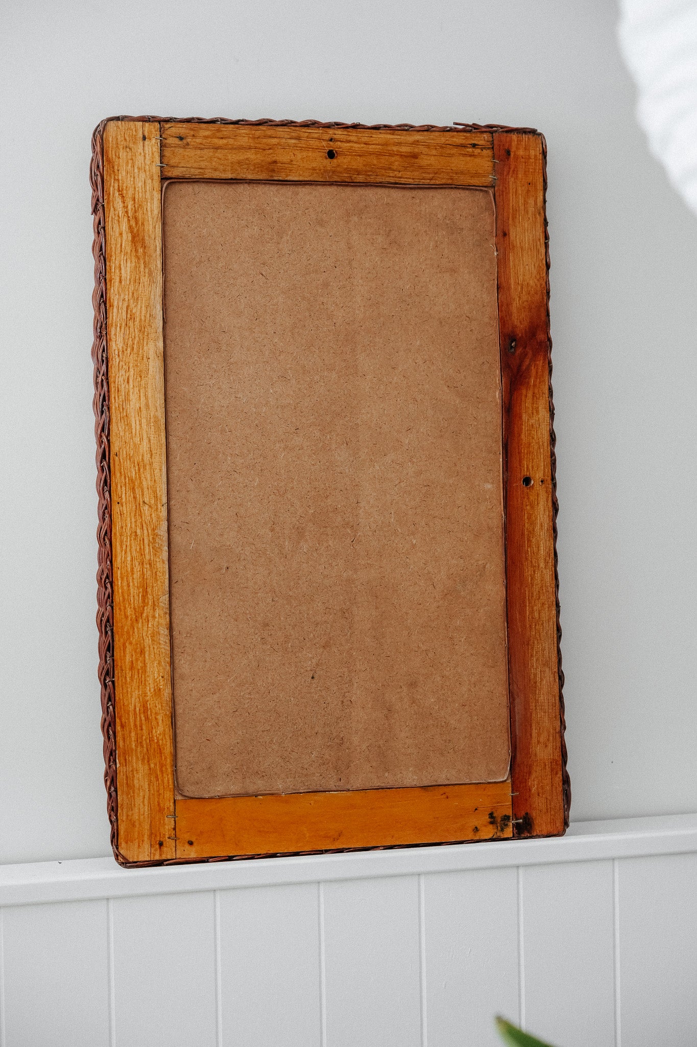 Vintage Brown Wicker Mirror