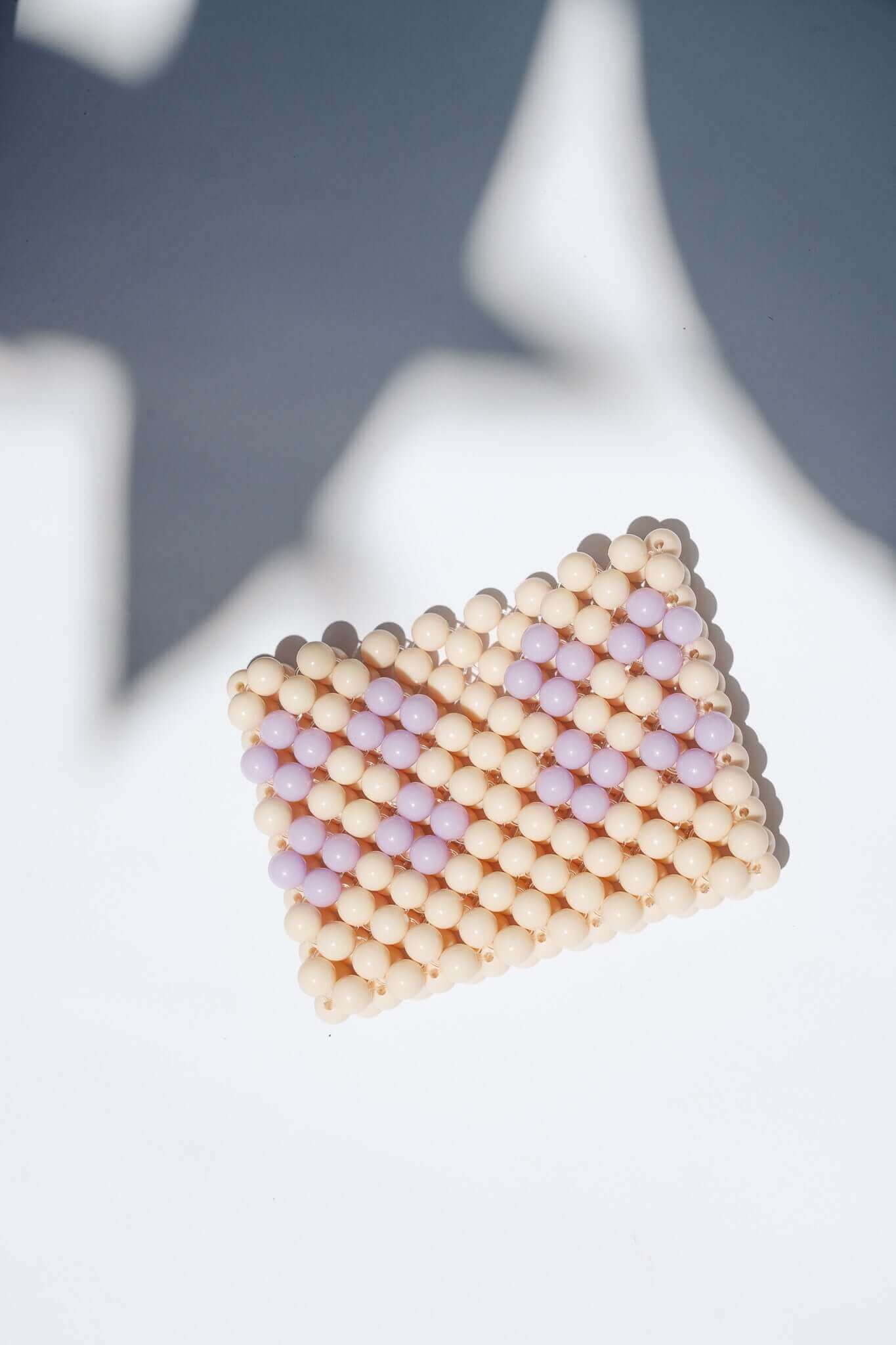 BEADED CARD HOLDER - CREAM/LILAC by HIBISCUS THE LABEL Designer Homewares Furniture Australia