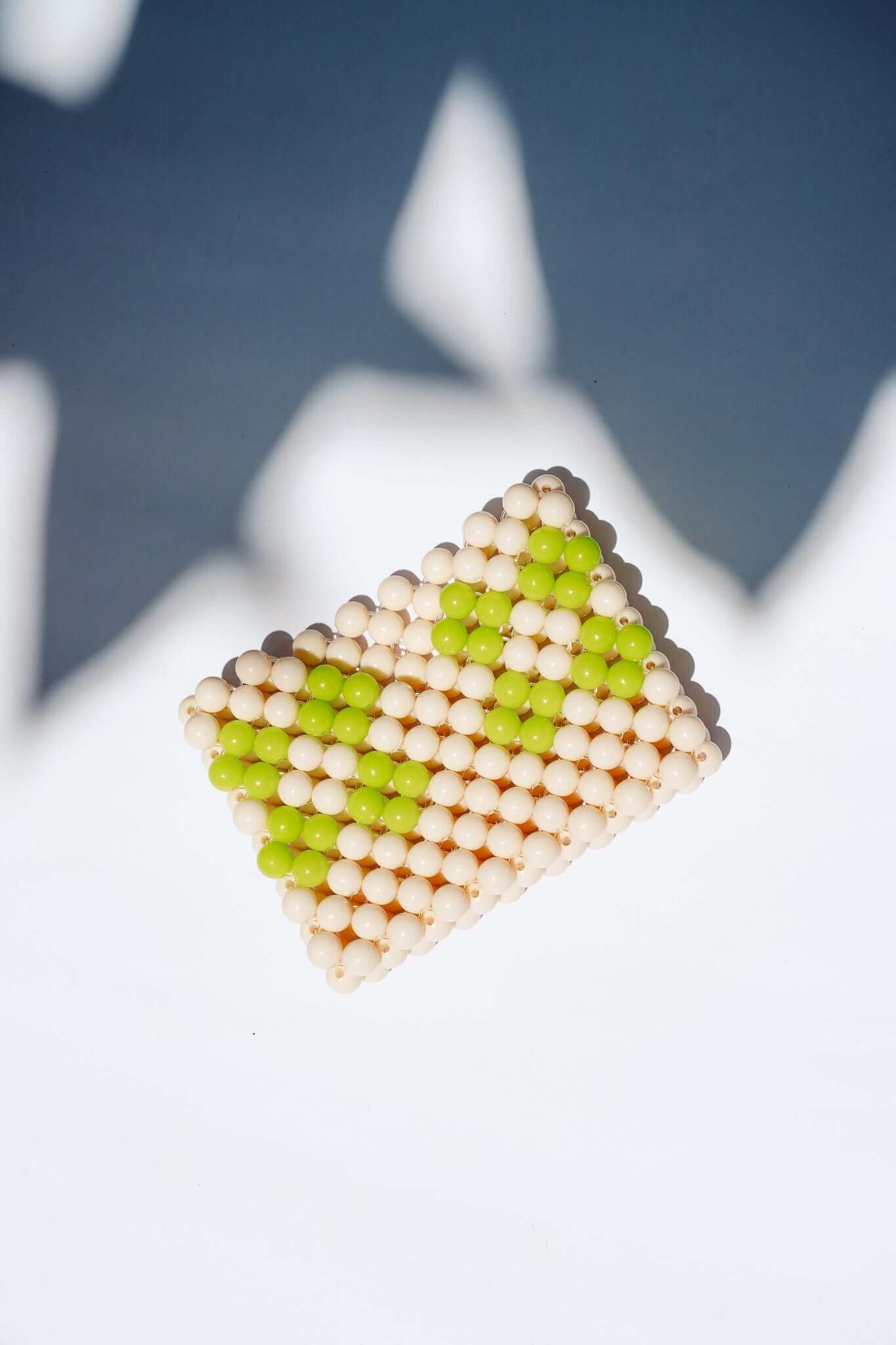 BEADED CARD HOLDER - CREAM/LIME by HIBISCUS THE LABEL Designer Homewares Furniture Australia