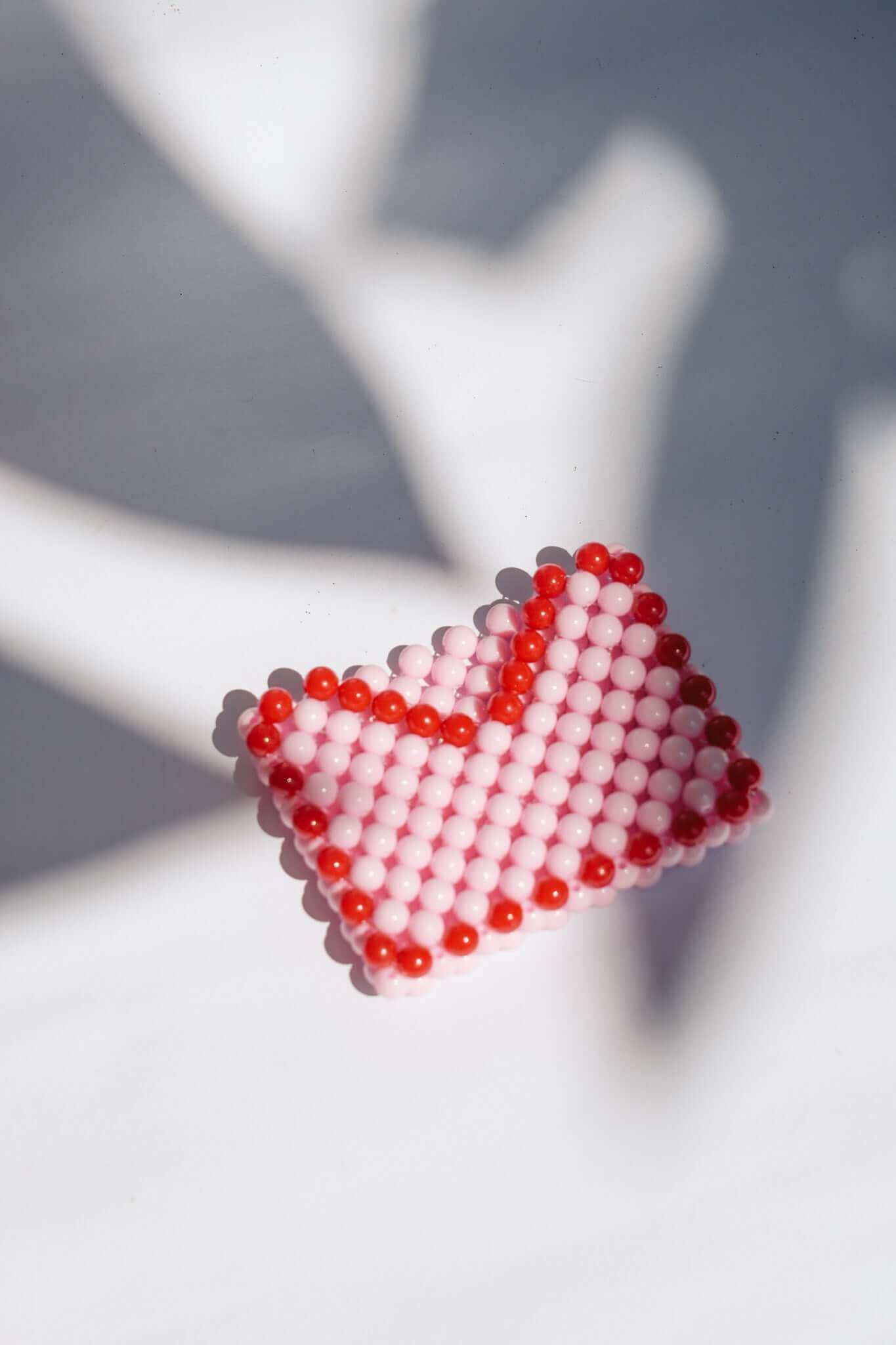 BEADED CARD HOLDER - PASTEL PINK/RED by HIBISCUS THE LABEL Designer Homewares Furniture Australia