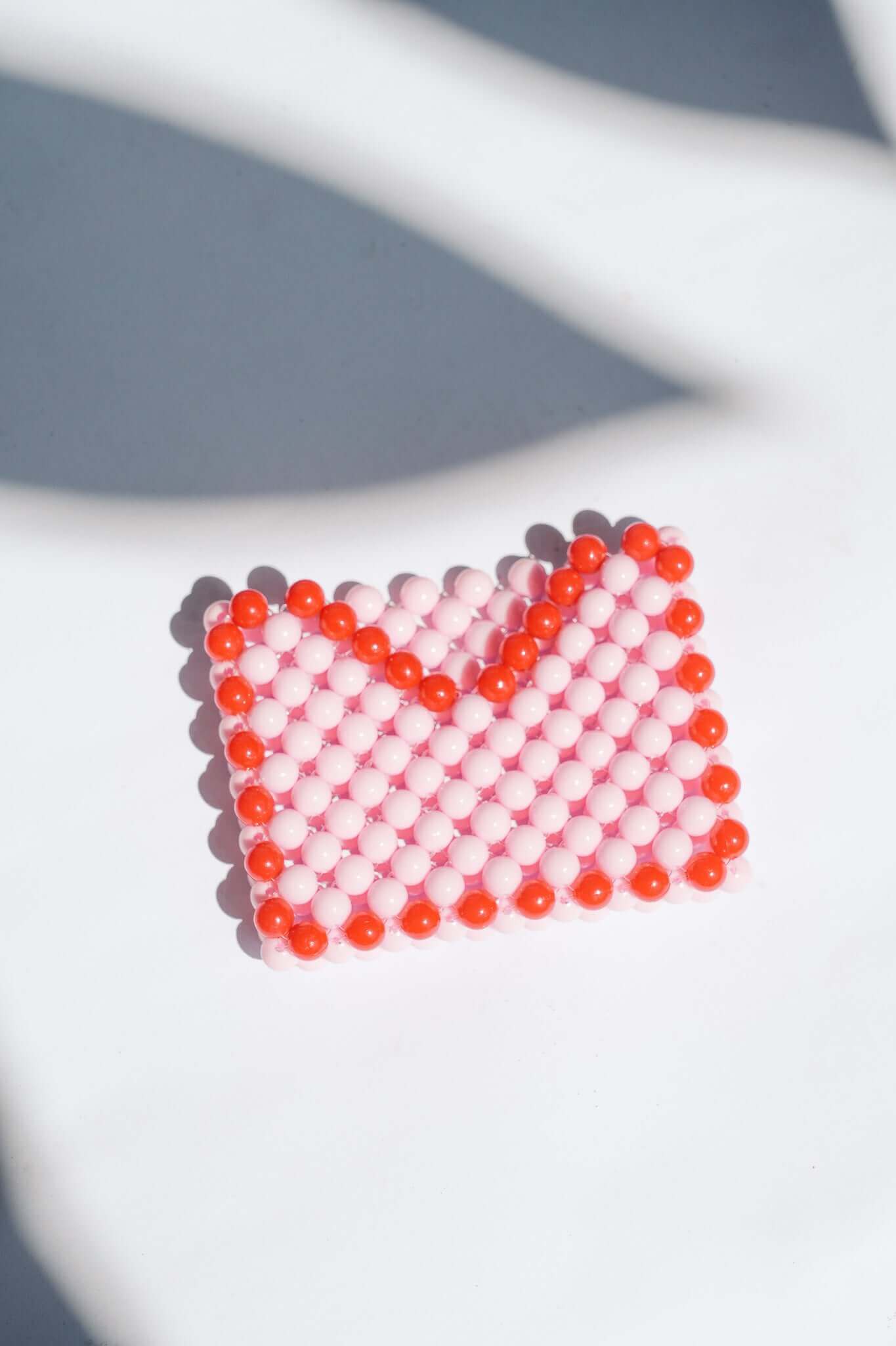 BEADED CARD HOLDER - PASTEL PINK/RED by HIBISCUS THE LABEL Designer Homewares Furniture Australia