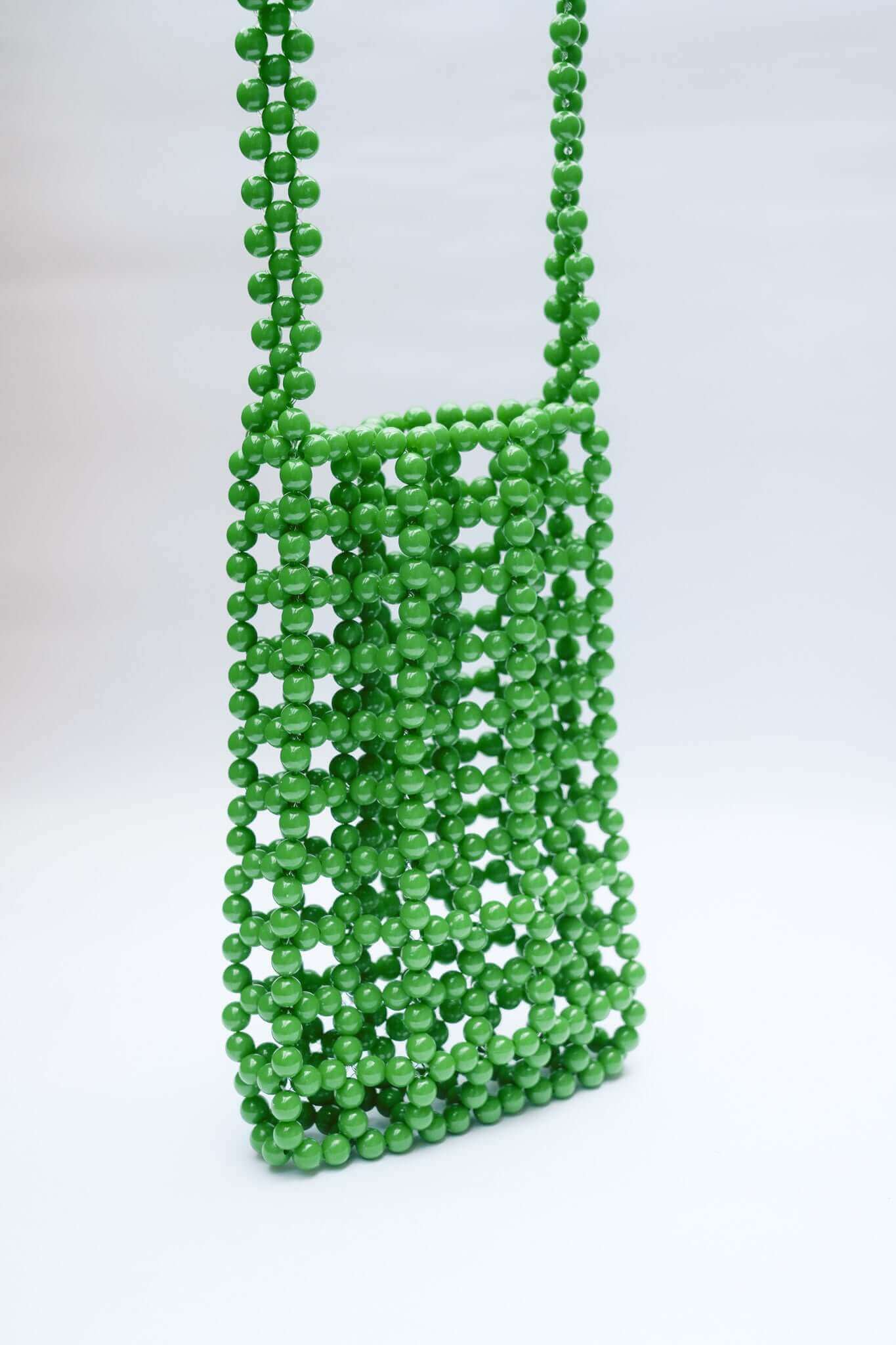 BEADED PHONE BAG - GREEN by HIBISCUS THE LABEL Designer Homewares Furniture Australia