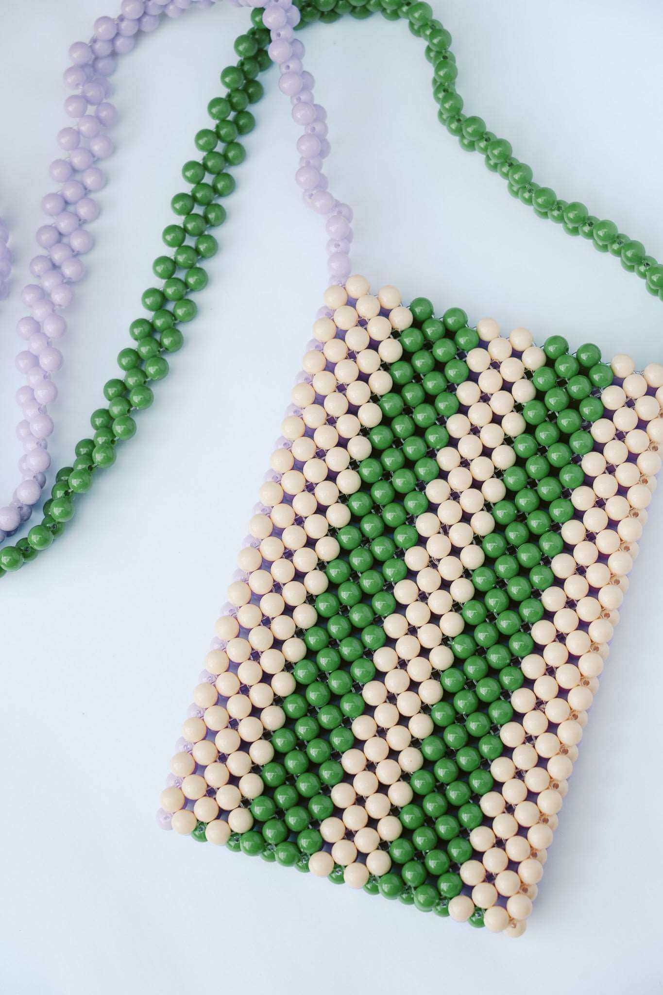 BEADED PHONE BAG - PURPLE/GREEN/CREAM by HIBISCUS THE LABEL Designer Homewares Furniture Australia