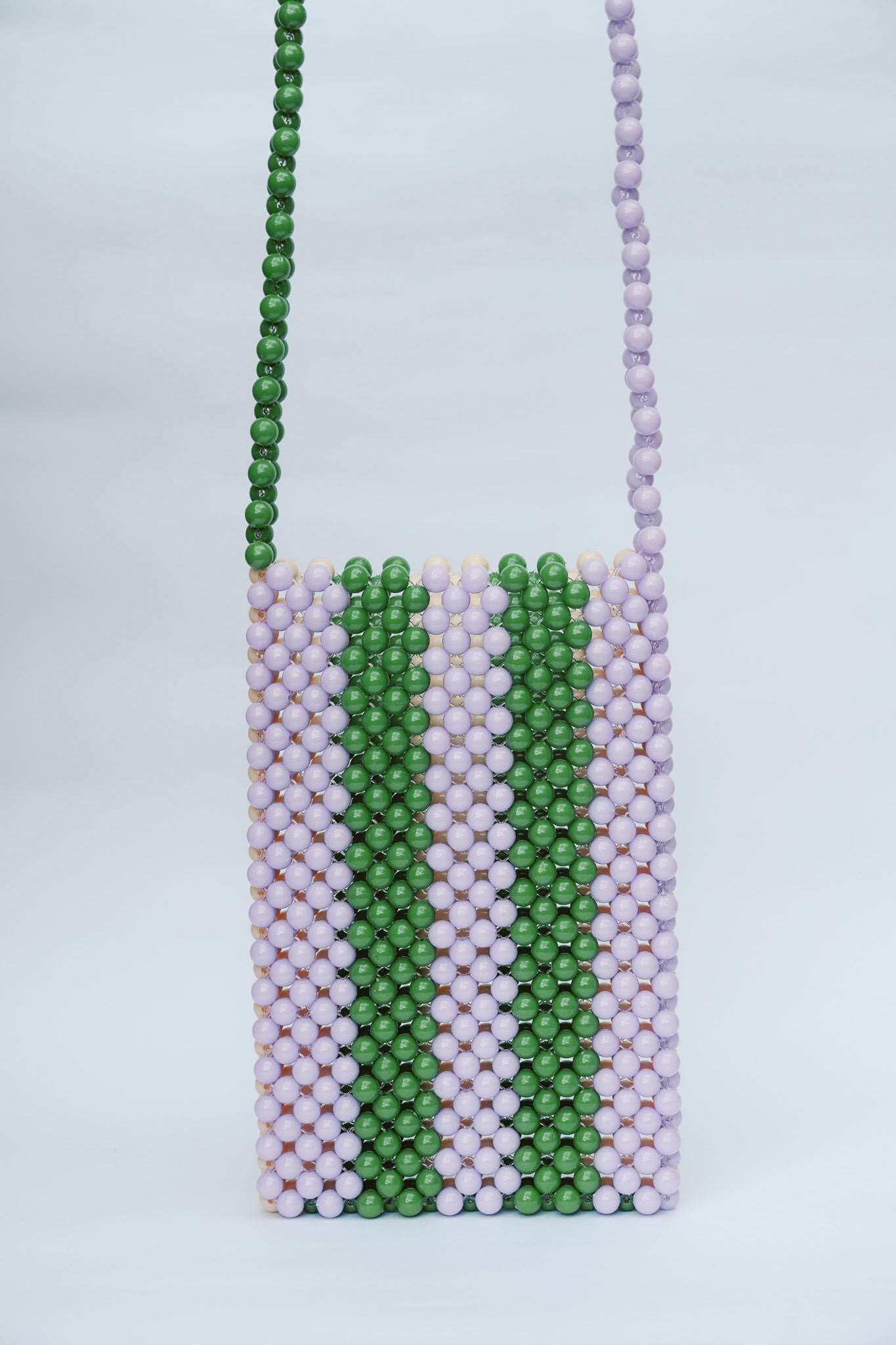 BEADED PHONE BAG - PURPLE/GREEN/CREAM by HIBISCUS THE LABEL Designer Homewares Furniture Australia