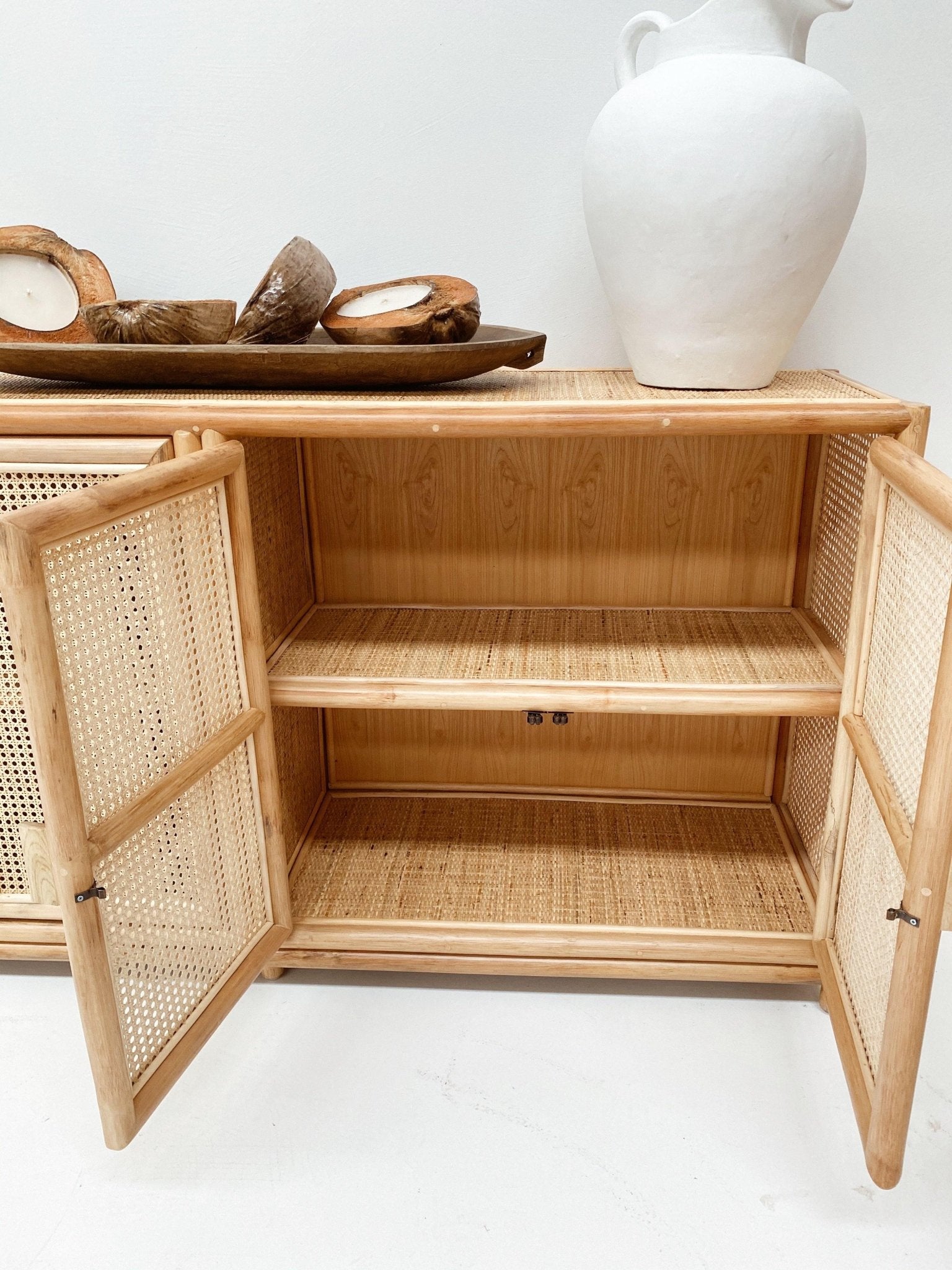THE LOMBOK BUFFET Rattan Weave Panel Doors By Black Salt Co
