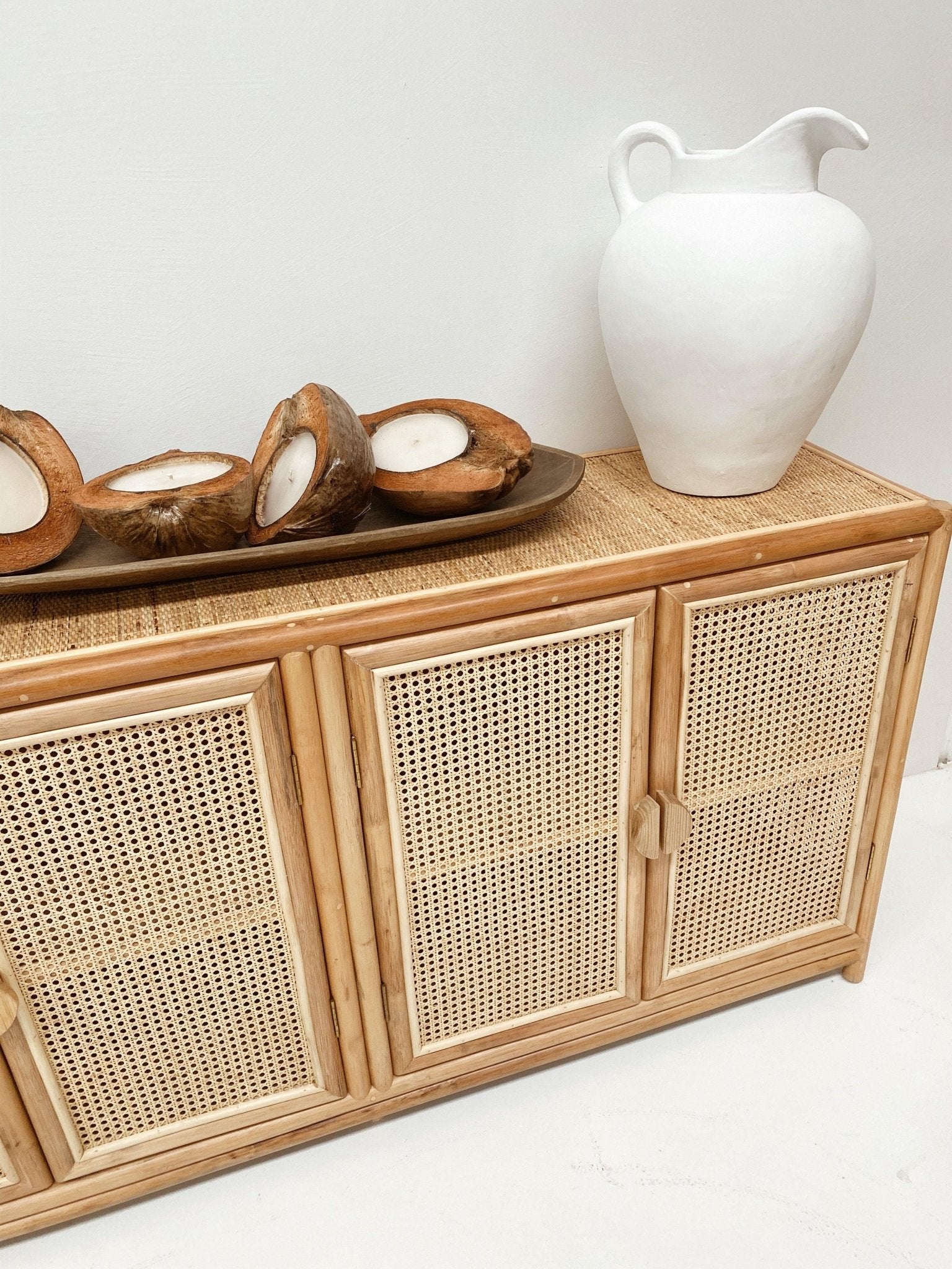 THE LOMBOK BUFFET Rattan Weave Panel Doors By Black Salt Co