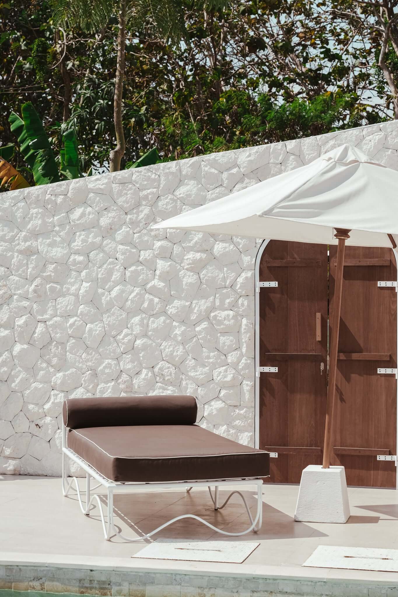 THE MARGOT SUN LOUNGER Cushion Colour: Mocha + White Piping Seat Length: 180cm by Black Salt Co Designer Homewares Furniture Australia
