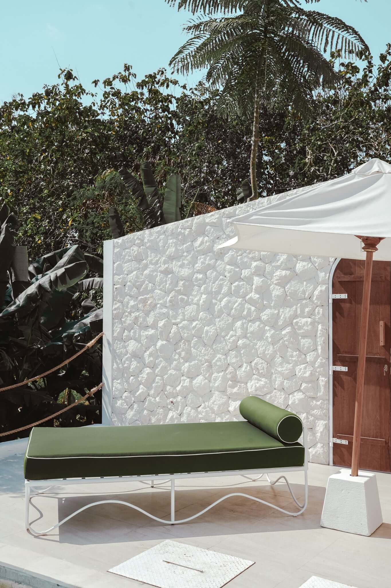 THE MARGOT SUN LOUNGER Cushion Colour: Khaki + White Piping Seat Length: 180cm by Black Salt Co Designer Homewares Furniture Australia