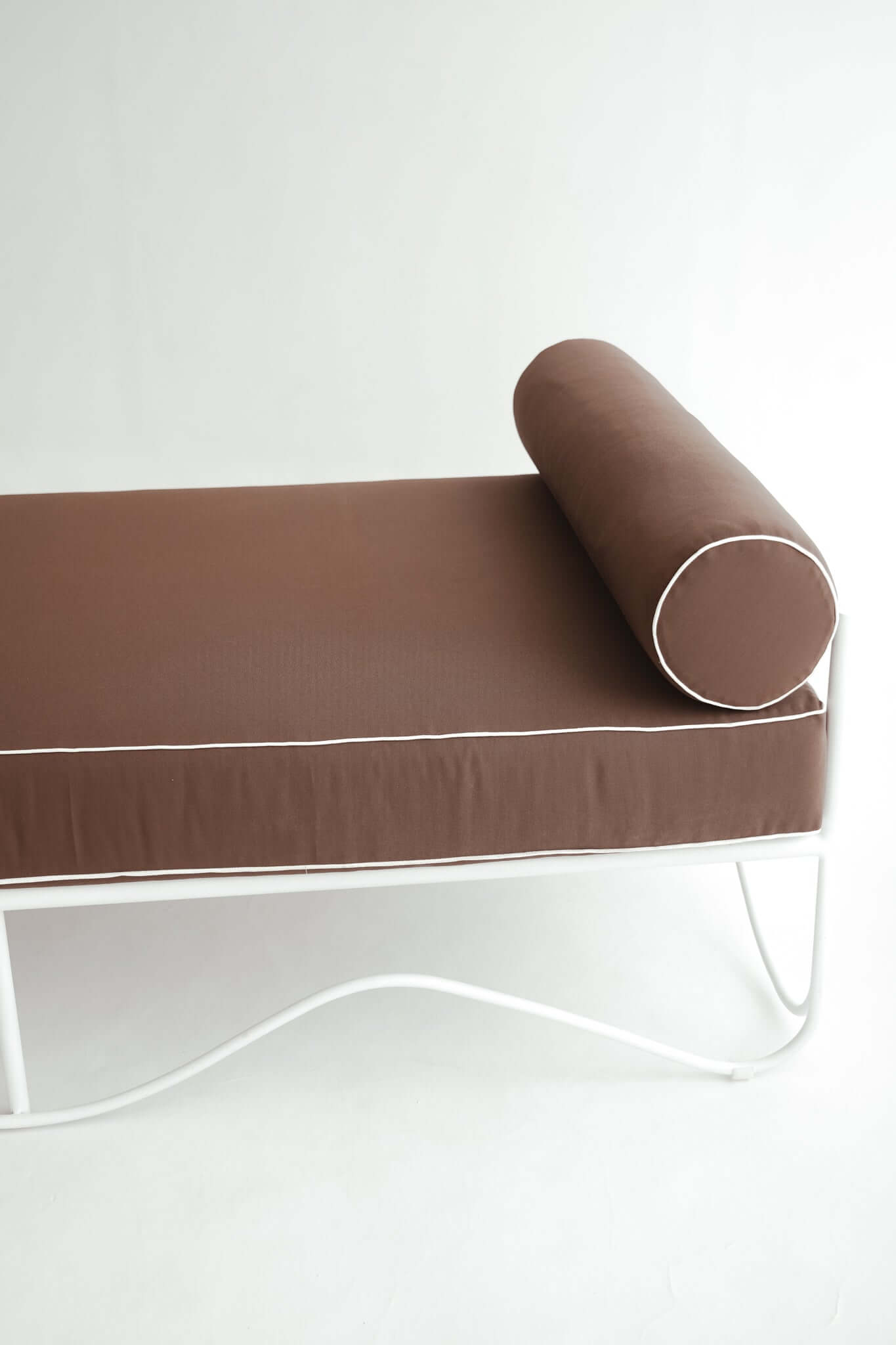 THE MARGOT SUN LOUNGER Cushion Colour: Mocha + White Piping Seat Length: 180cm by Black Salt Co Designer Homewares Furniture Australia
