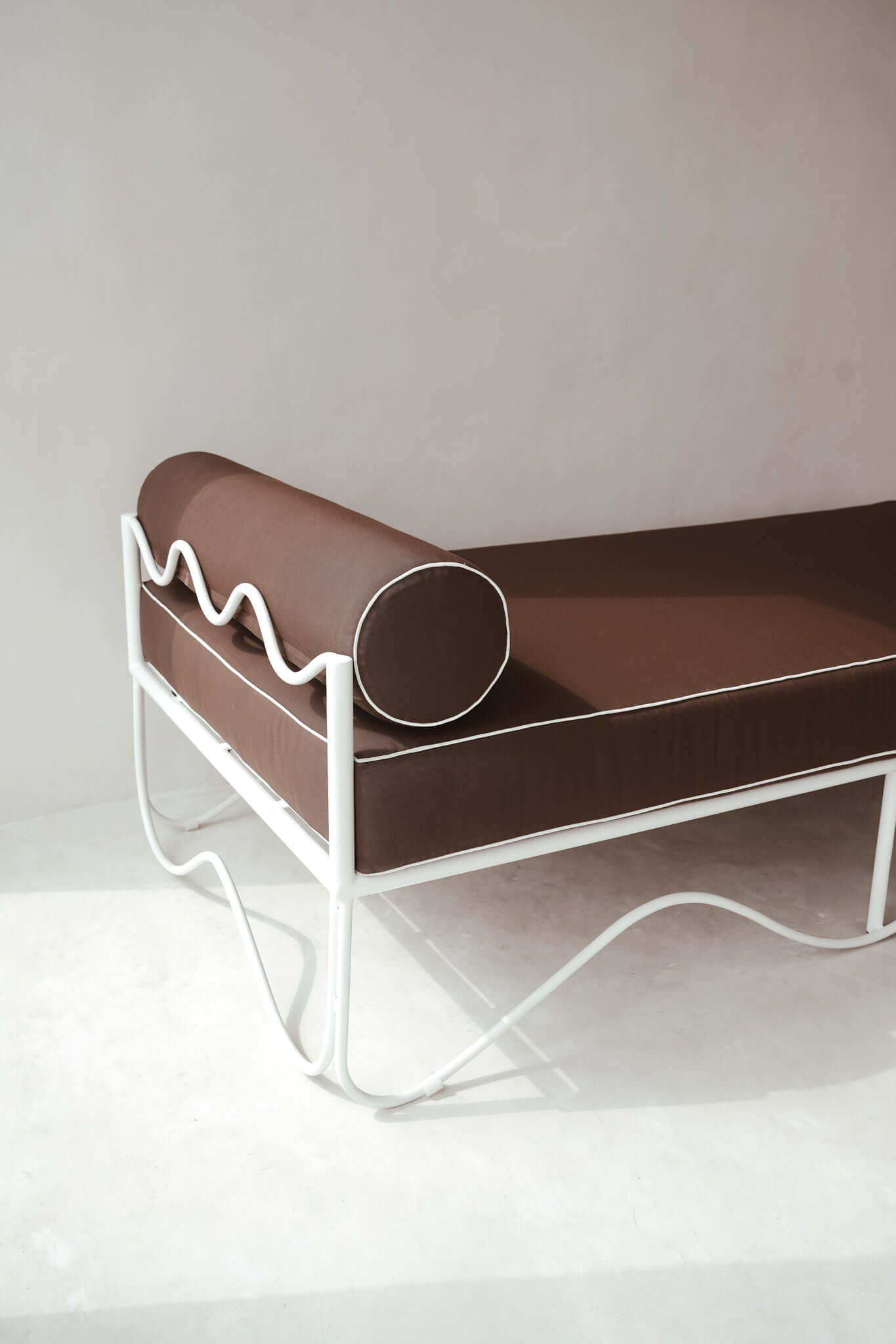 THE MARGOT SUN LOUNGER Cushion Colour: Mocha + White Piping Seat Length: 180cm by Black Salt Co Designer Homewares Furniture Australia