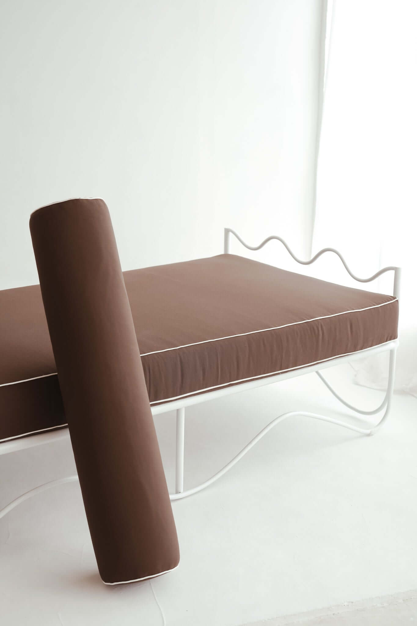 THE MARGOT SUN LOUNGER Cushion Colour: Mocha + White Piping Seat Length: 180cm by Black Salt Co Designer Homewares Furniture Australia
