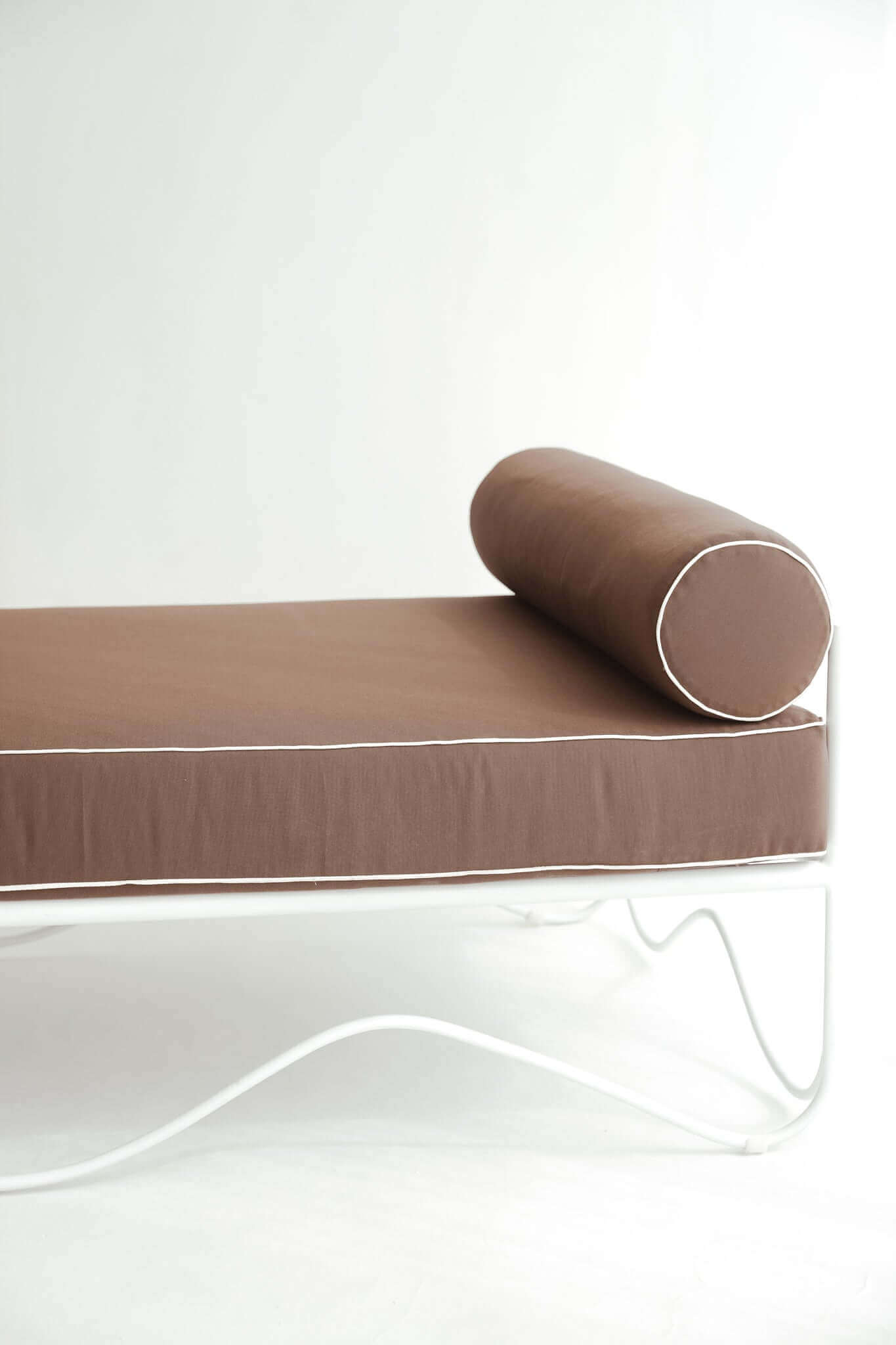 THE MARGOT SUN LOUNGER Cushion Colour: Mocha + White Piping Seat Length: 180cm by Black Salt Co Designer Homewares Furniture Australia