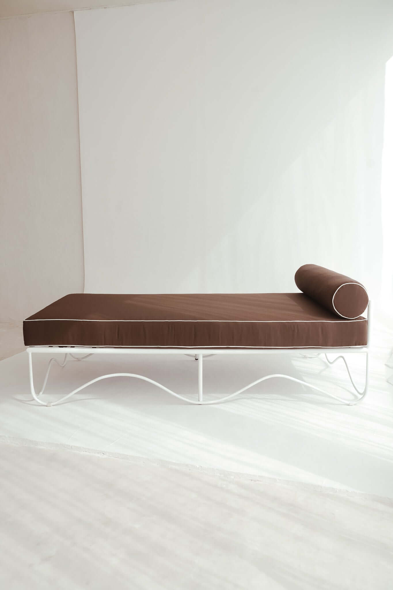 THE MARGOT SUN LOUNGER Cushion Colour: Mocha + White Piping Seat Length: 180cm by Black Salt Co Designer Homewares Furniture Australia