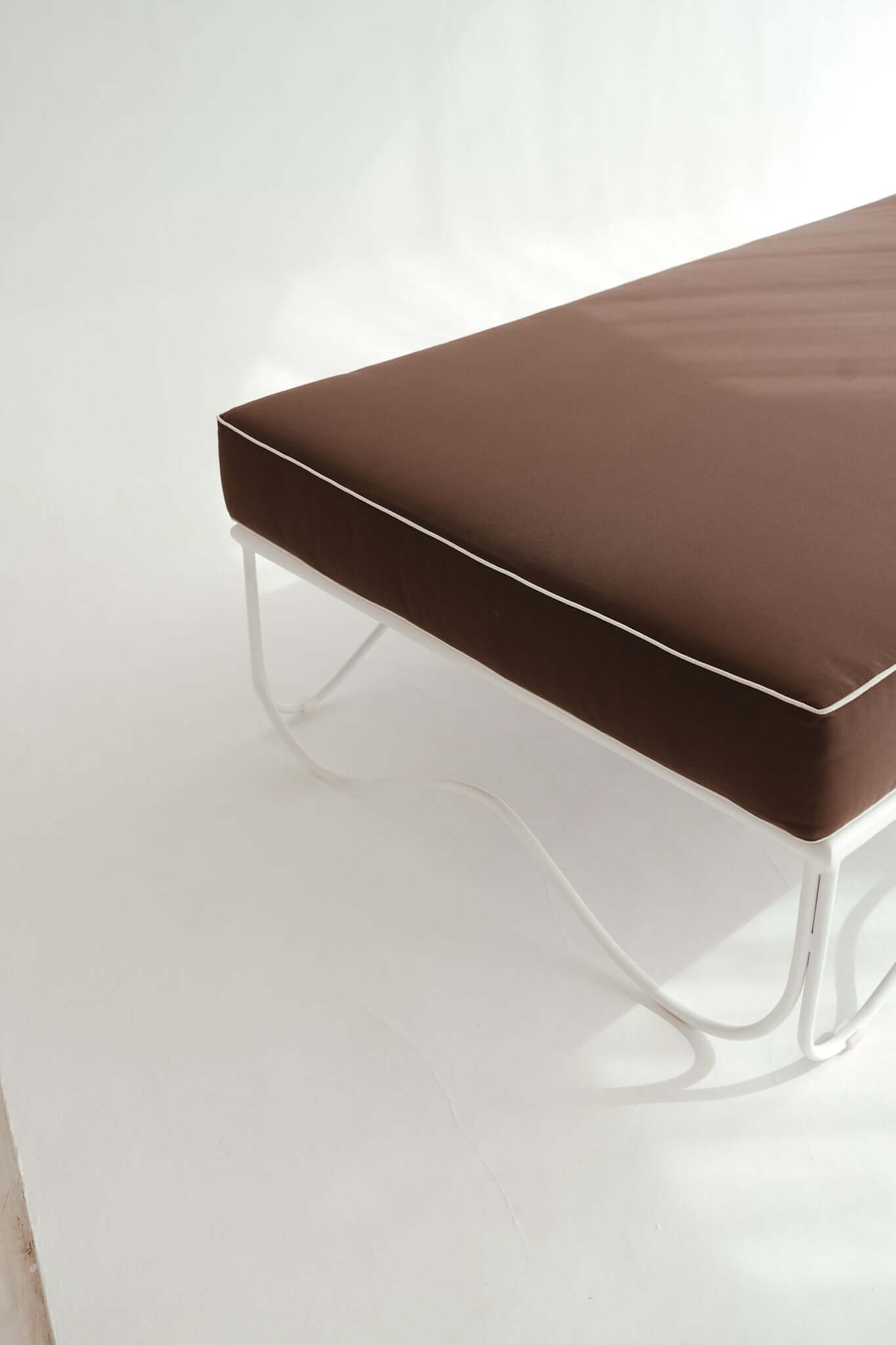 THE MARGOT SUN LOUNGER Cushion Colour: Mocha + White Piping Seat Length: 180cm by Black Salt Co Designer Homewares Furniture Australia