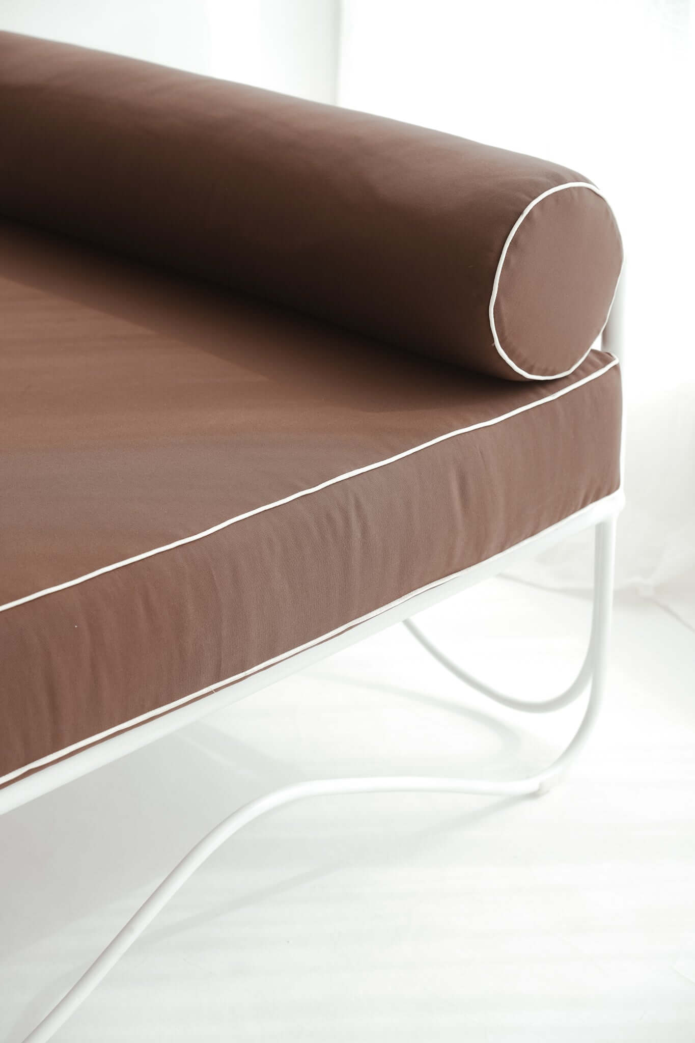 THE MARGOT SUN LOUNGER Cushion Colour: Mocha + White Piping Seat Length: 180cm by Black Salt Co Designer Homewares Furniture Australia