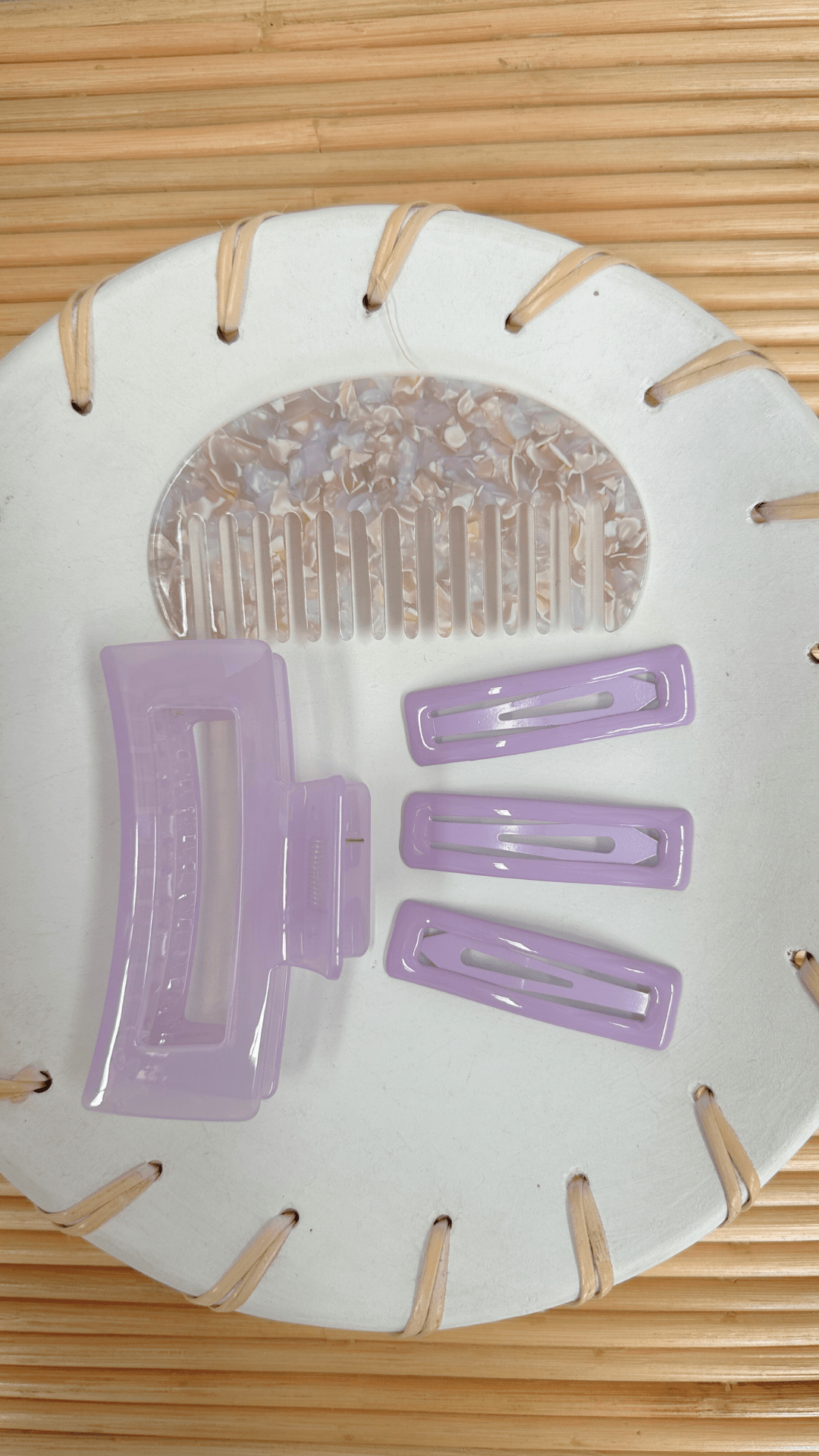 THE ISLAND RECTANGLE HAIR CLIPS - PURPLE PACK - HIBISCUS THE LABEL - Black Salt Co